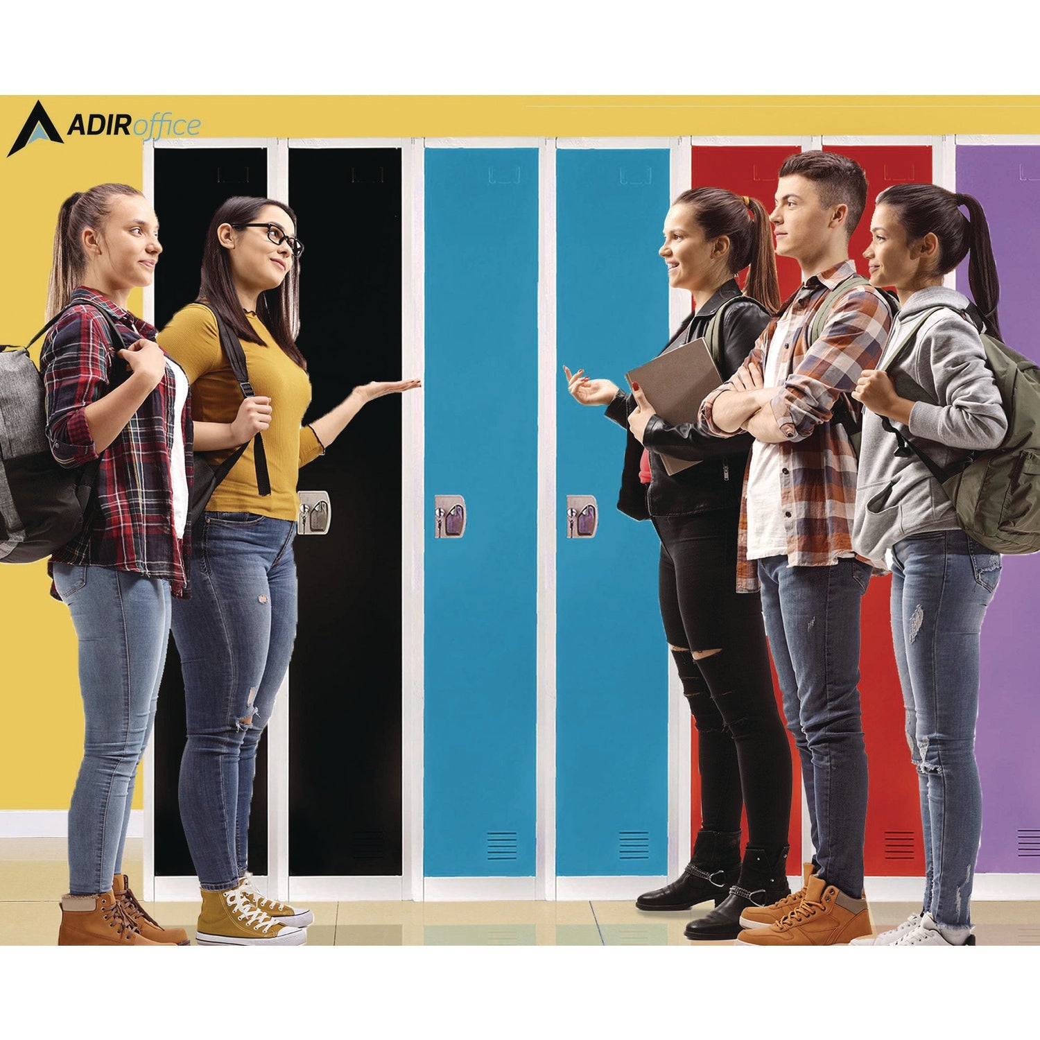 AdirOffice Heavy Duty Steel Storage Locker - 12x12x72 Inches, Blue - Secure 1-Compartment Cabinet for Schools, Gyms & Offices