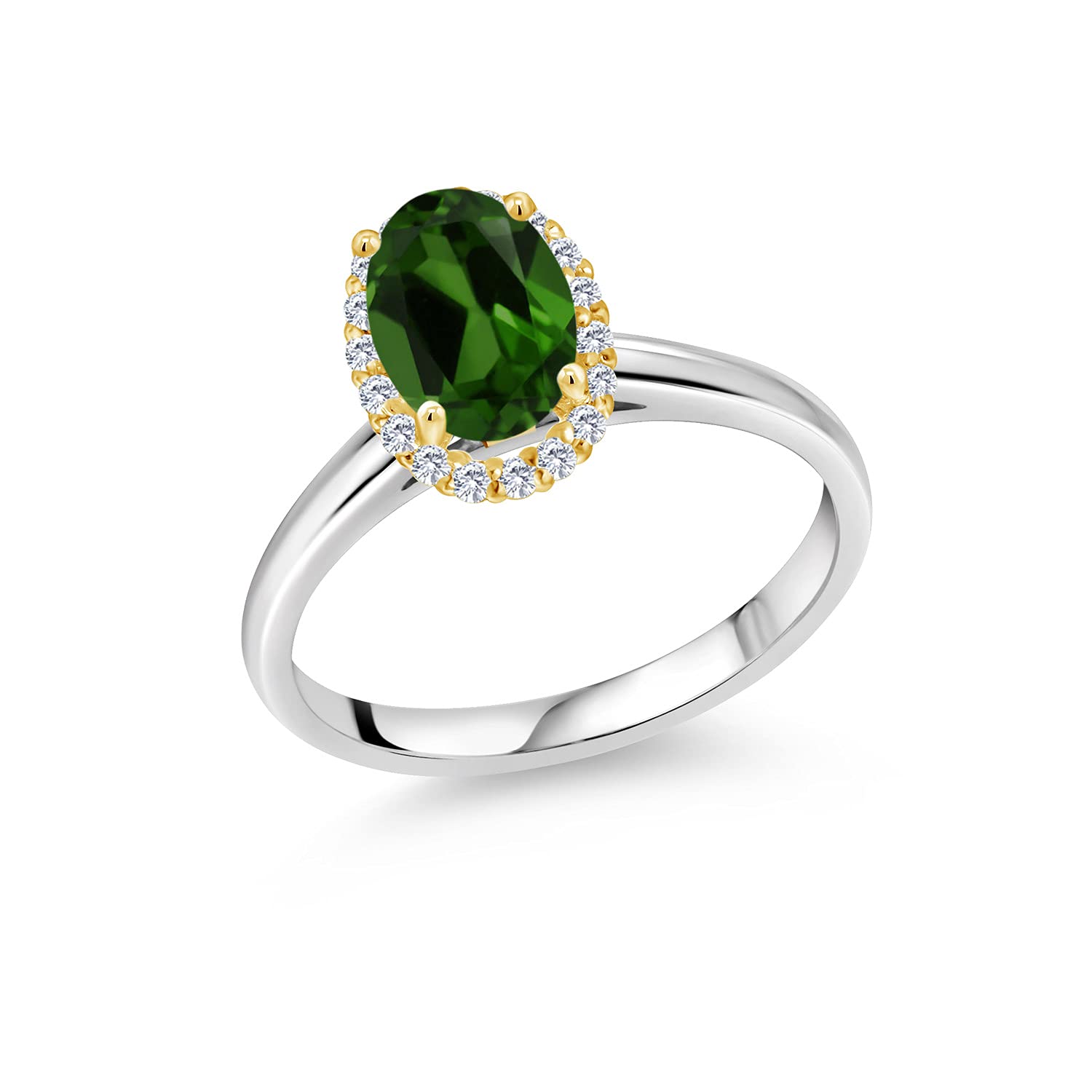 1.34 Ct Oval Green Chrome Diopside Lab-Grown Diamond Ring in 925 Sterling Silver | Eco-Friendly Gemstone Jewelry for Engagement, Wedding & Special Occasions