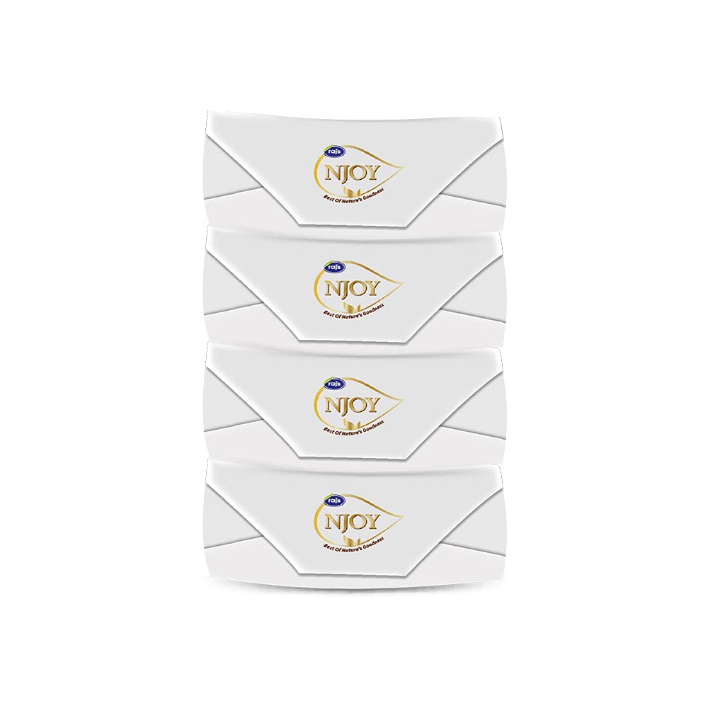 Raj Njoy Bathing Soap - Rich Milk & Almond Moisturizing Bar (125g, Pack of 8) | Gentle Cleansing for Dry & Sensitive Skin | Perfect for Daily Shower, Spa & Gift Sets