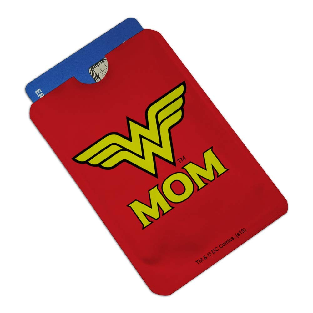 Wonder Woman Wonder Mom Logo RFID Blocking Credit Card Holder - Set of 4 Protective Wallet Sleeves for Women | Secure Contactless Payment Protection | Perfect for Travel, Shopping & Everyday Use