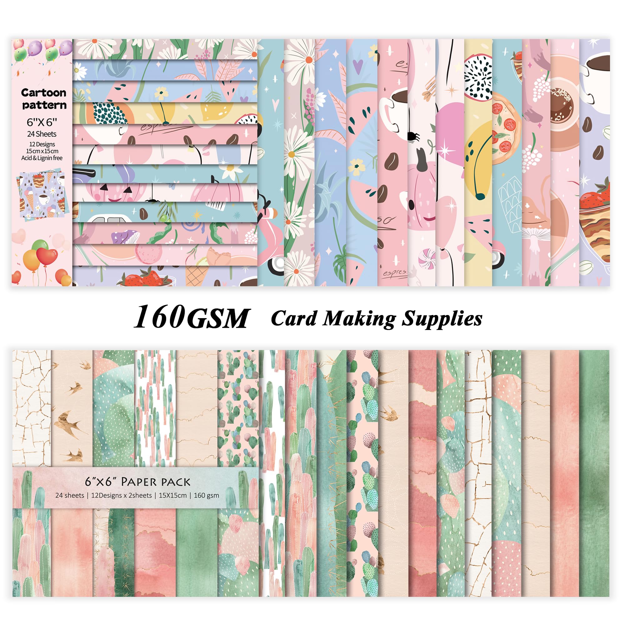 48 Sheets 24 Designs Scrapbook Paper Pad - 6