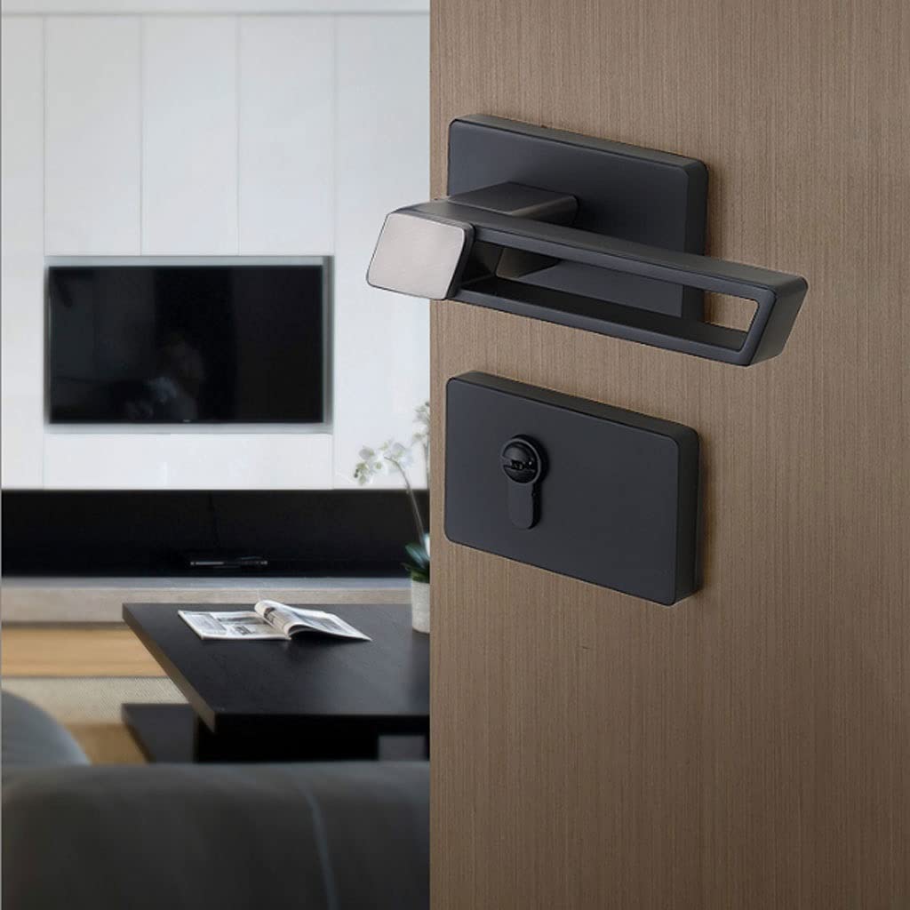 Silent Magnetic Door Knob Lever Lock with Key - Golden Finish for Bathroom, Bedroom, Study & Kitchen - Noise-Reducing Handle for Privacy & Quiet Spaces
