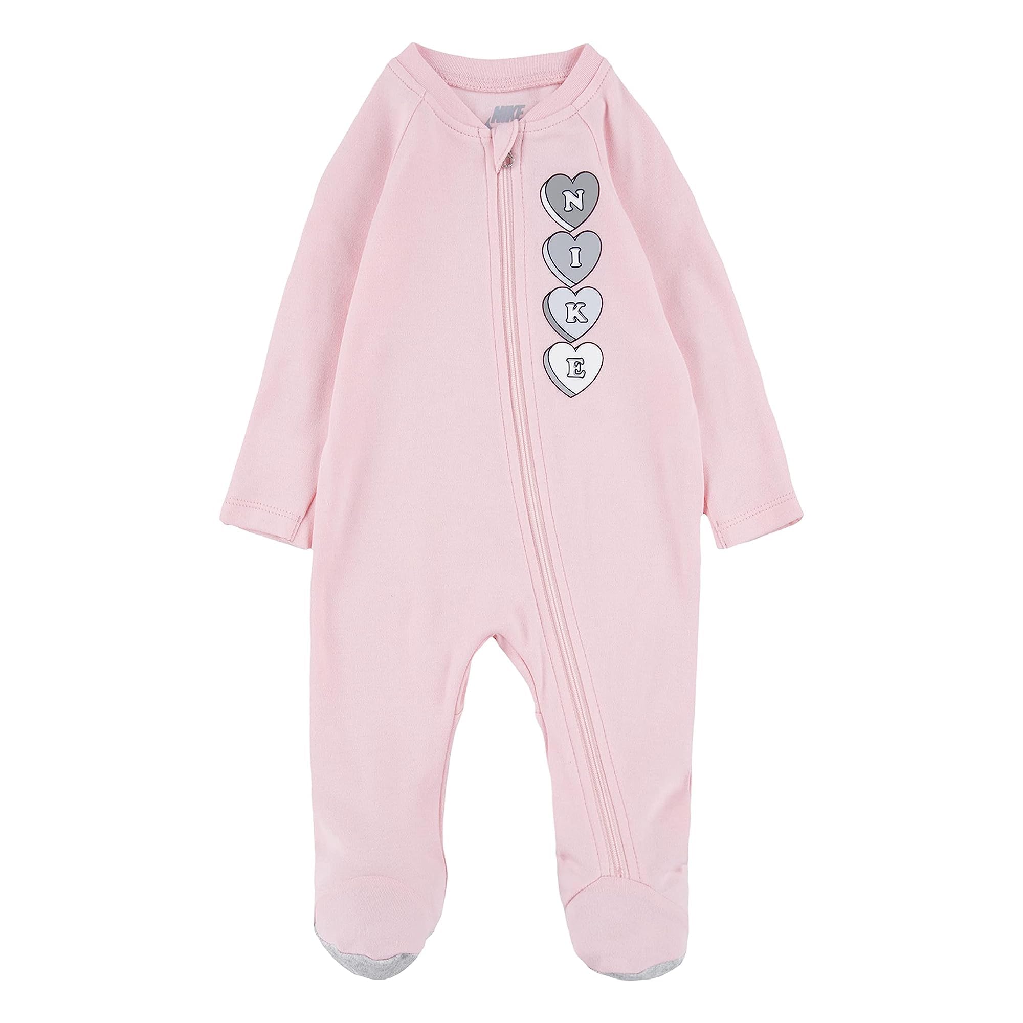 Nike Kids Baby Girl's Valentine's Day Footed Coveralls - Arctic Punch (0-3 Months) | Warm Infant Winter Outfit for Holiday Photos & Family Gatherings
