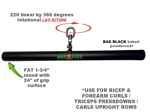 HOG LEGS 'The Rack' Gym Cable Attachments Set - FAT GRIP 'Subprimal' EZ Curl Bar, 'Ham Bone' Triceps Bar, 'Pork Chop' V Cable Bar & 'Ham Hock' Straight Bar for Cable Bicep & Tricep Workouts | Perfect for Home & Commercial Gyms, Strength Training & Muscle Building