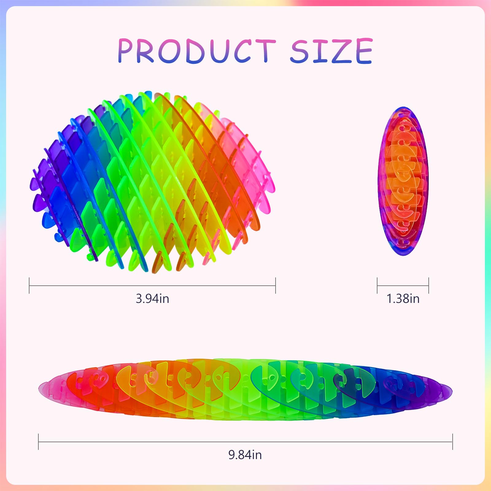 4 Pack 3D Printed Fidget Worm Toys - Stress Relief Sensory Desk Fidgets for Adults & Kids, Elastic Worm Shaped Squeeze Toys for Anxiety Relief, Perfect for Office, Classroom & Home Use