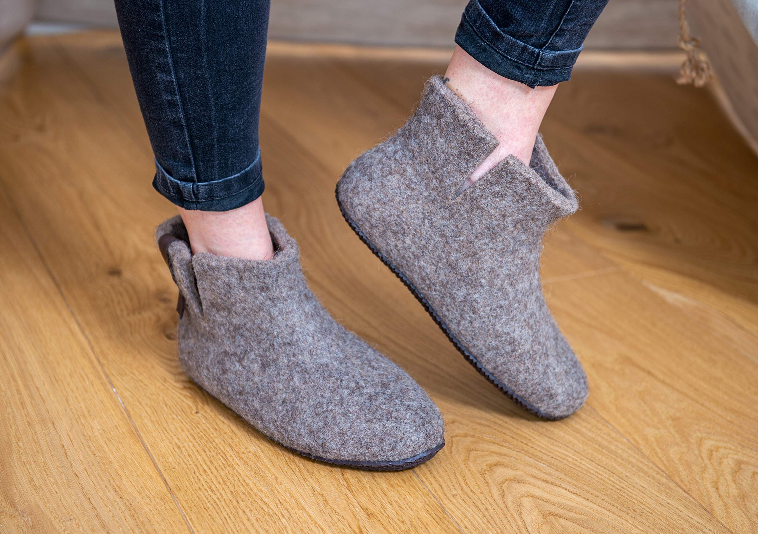 Classic Felted Wool Ankle Boots Slippers for Men - Warm Winter House Shoes with Non-Slip Sole | Perfect Father's Day Gift for Dad, Cozy Indoor/Outdoor Wear for Home, Office & Cabin