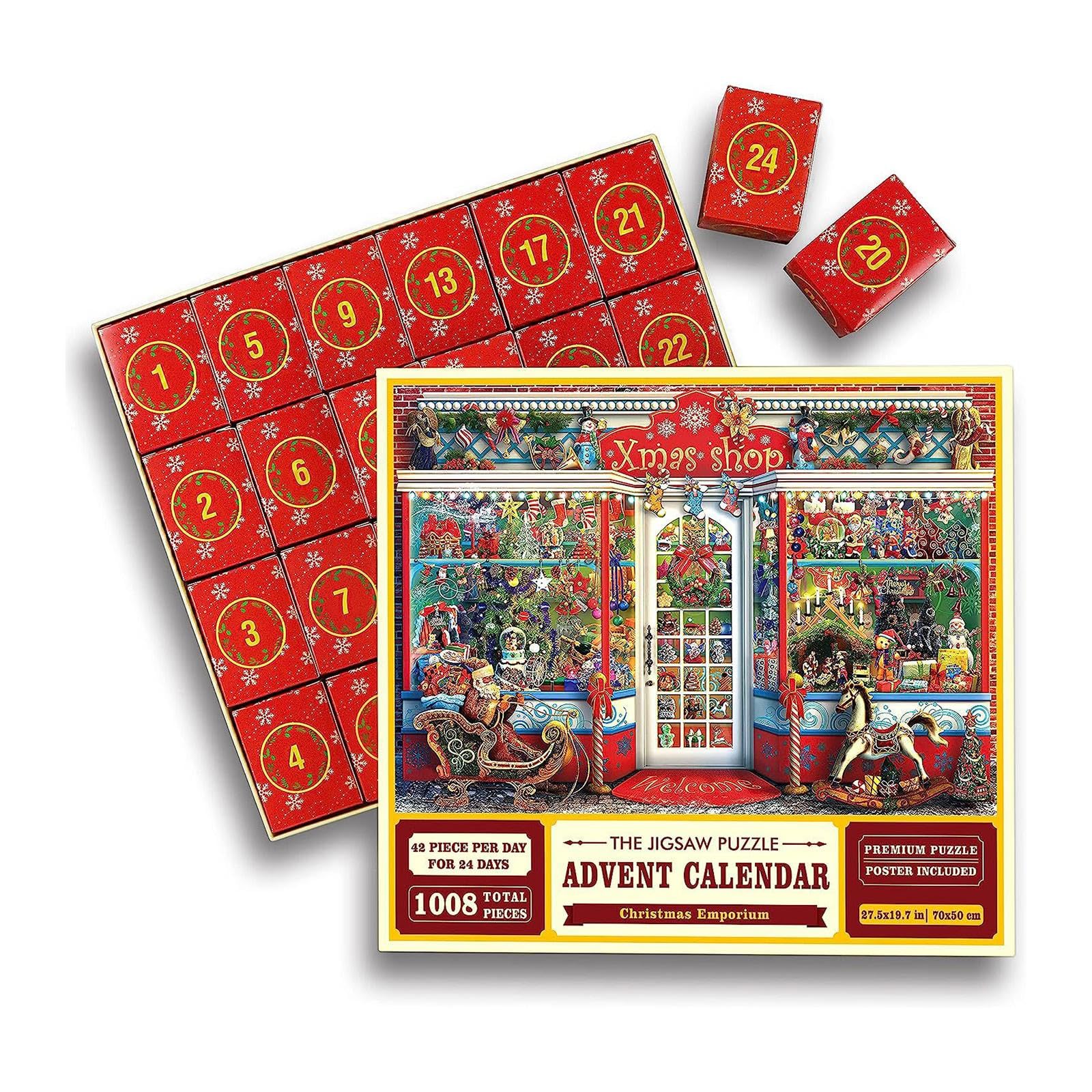 MYADDICTION Christmas Puzzle Advent Calendar - 24 Days Holiday Jigsaw Puzzle Set for Kids & Family - Fun Christmas Countdown Activity for Home Decor & Family Game Night
