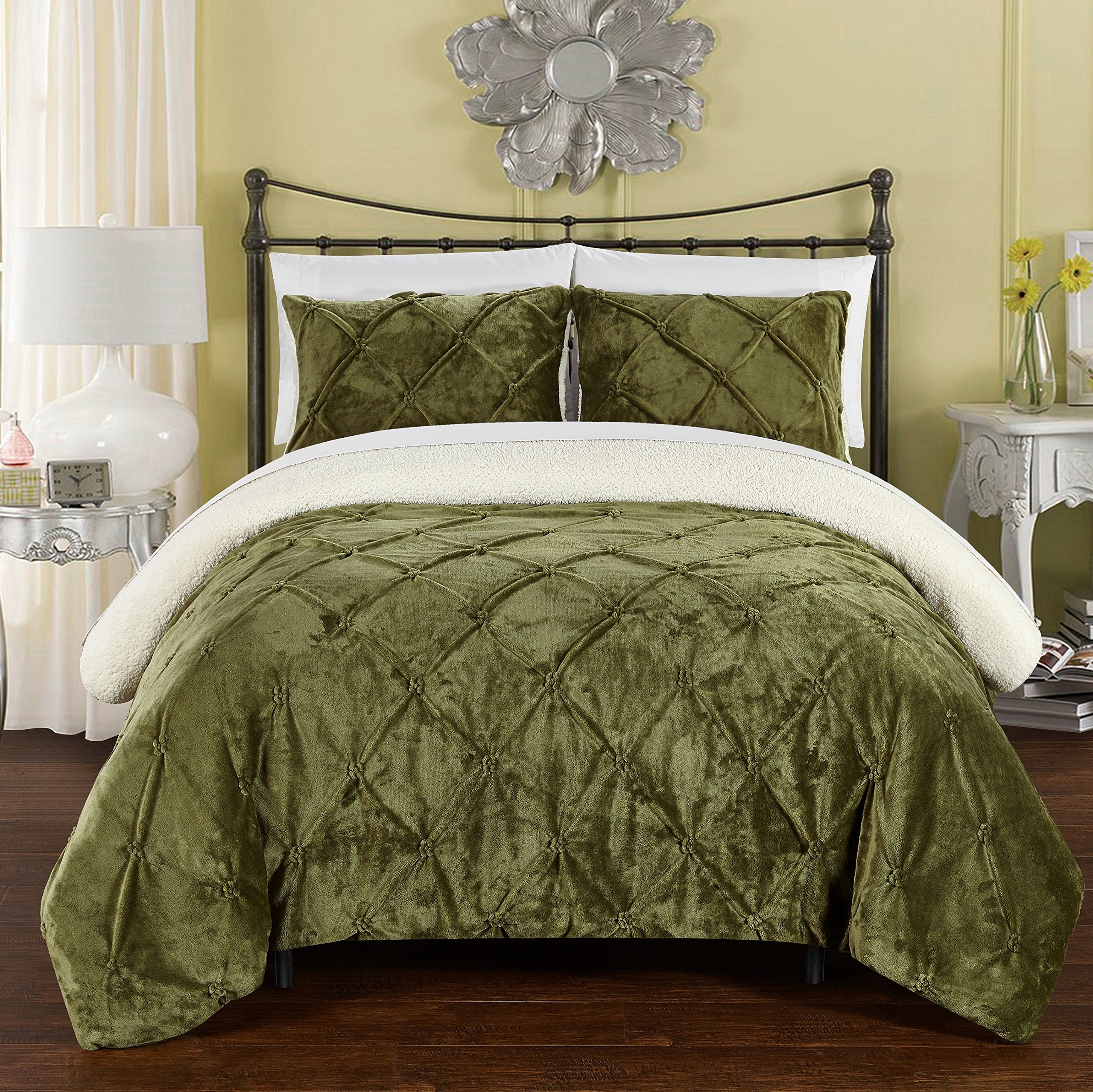 Chic Home Josepha King Size Comforter Set - Soft Luxury Bedding in Emerald Green for Master Bedroom & Guest Room Decor