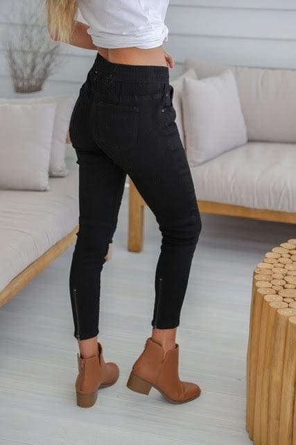 Country Denim Austral 7/8 Zip Jean - High Waist Stretch Skinny Jeans for Women | Black Denim Pants | Perfect for Casual Wear, Date Night & Office Outfits