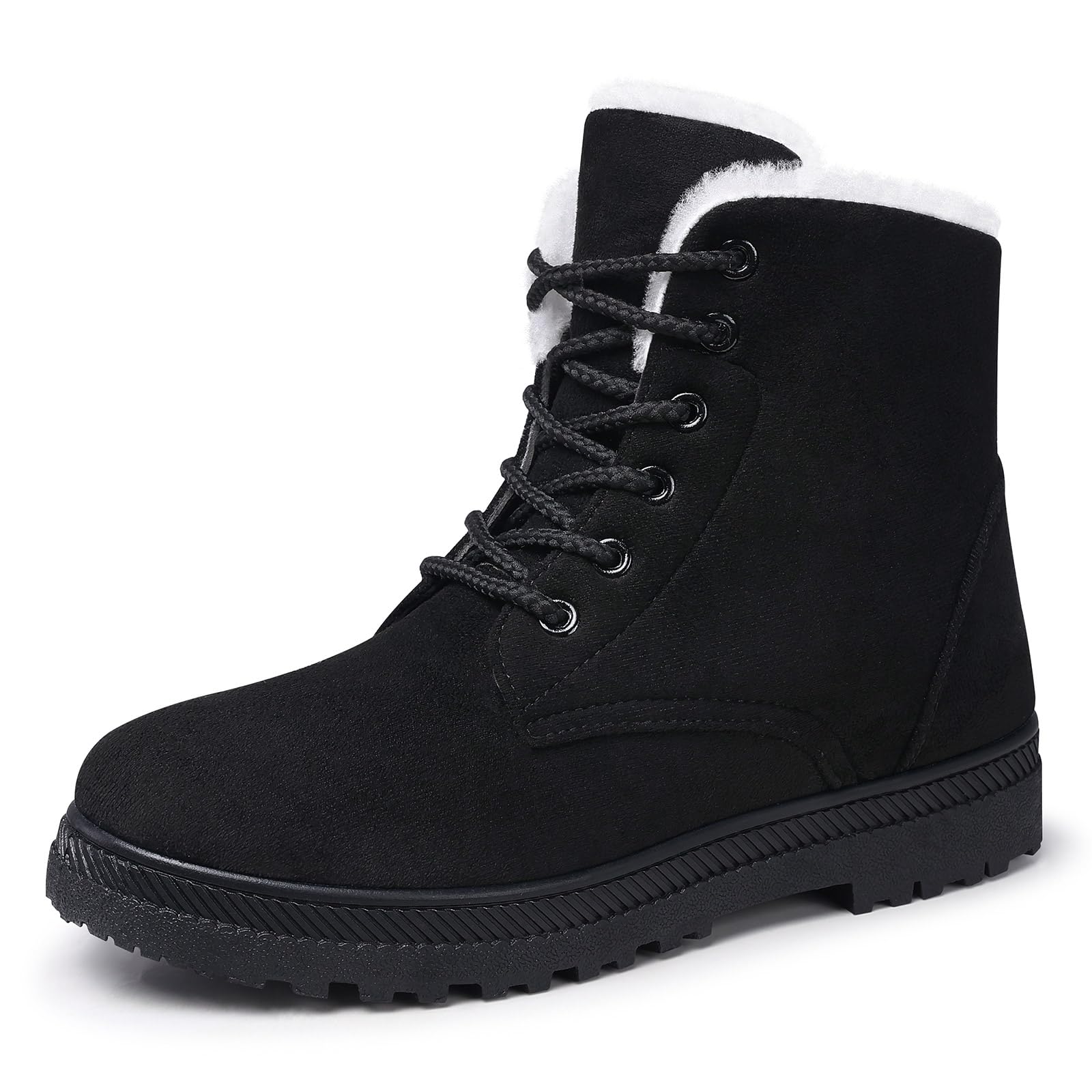 SHIBEVER Women's Winter Snow Boots - Warm Fur Lined Ankle Booties with Suede Upper & Lace-Up Design for Comfort & Style | Perfect for Snowy Days, Outdoor Activities & Casual Winter Fashion