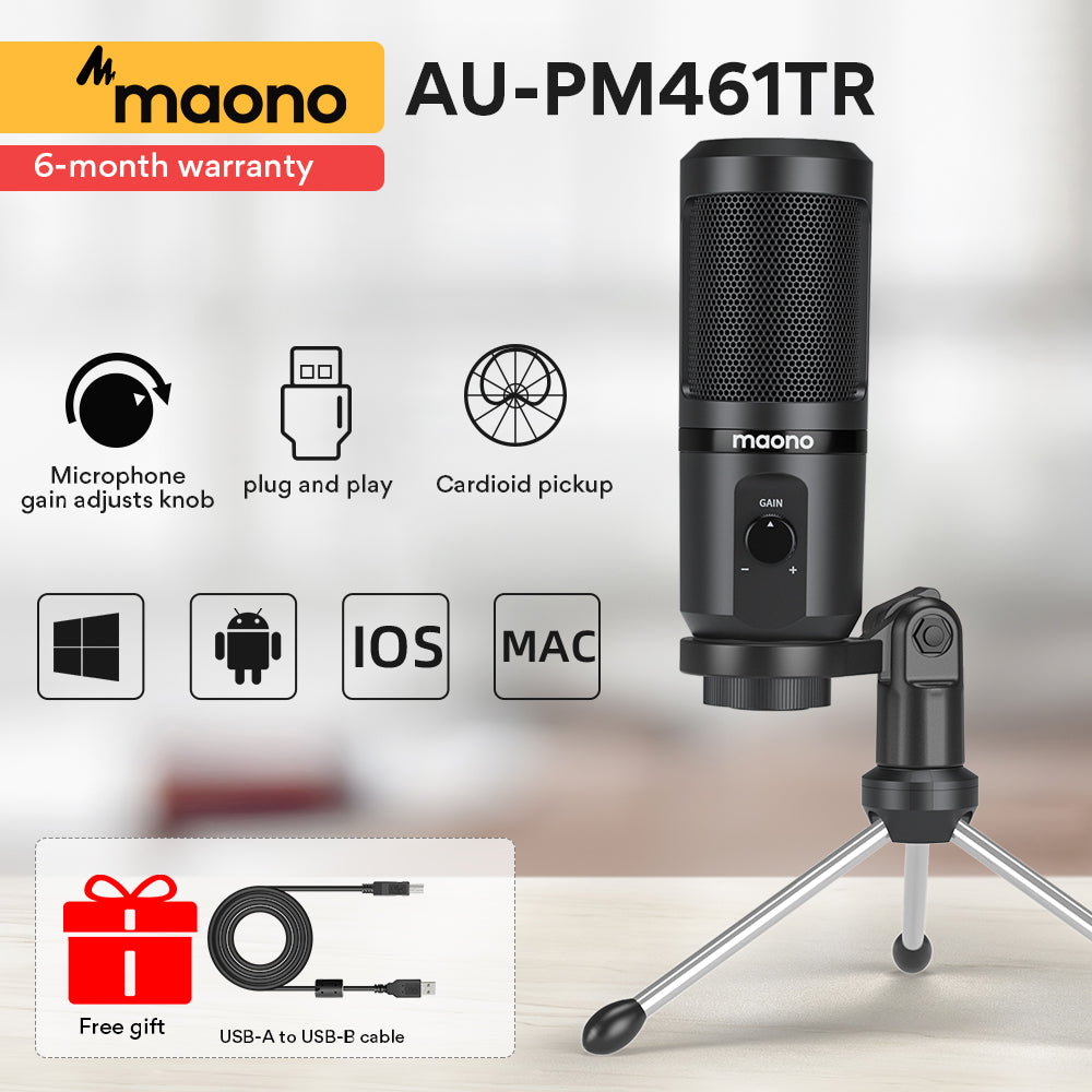 Maono AU PM461TR Professional USB/XLR Dynamic Microphone for Podcasting, Streaming & Recording - Ideal for Home Studio, Gaming & Voiceovers