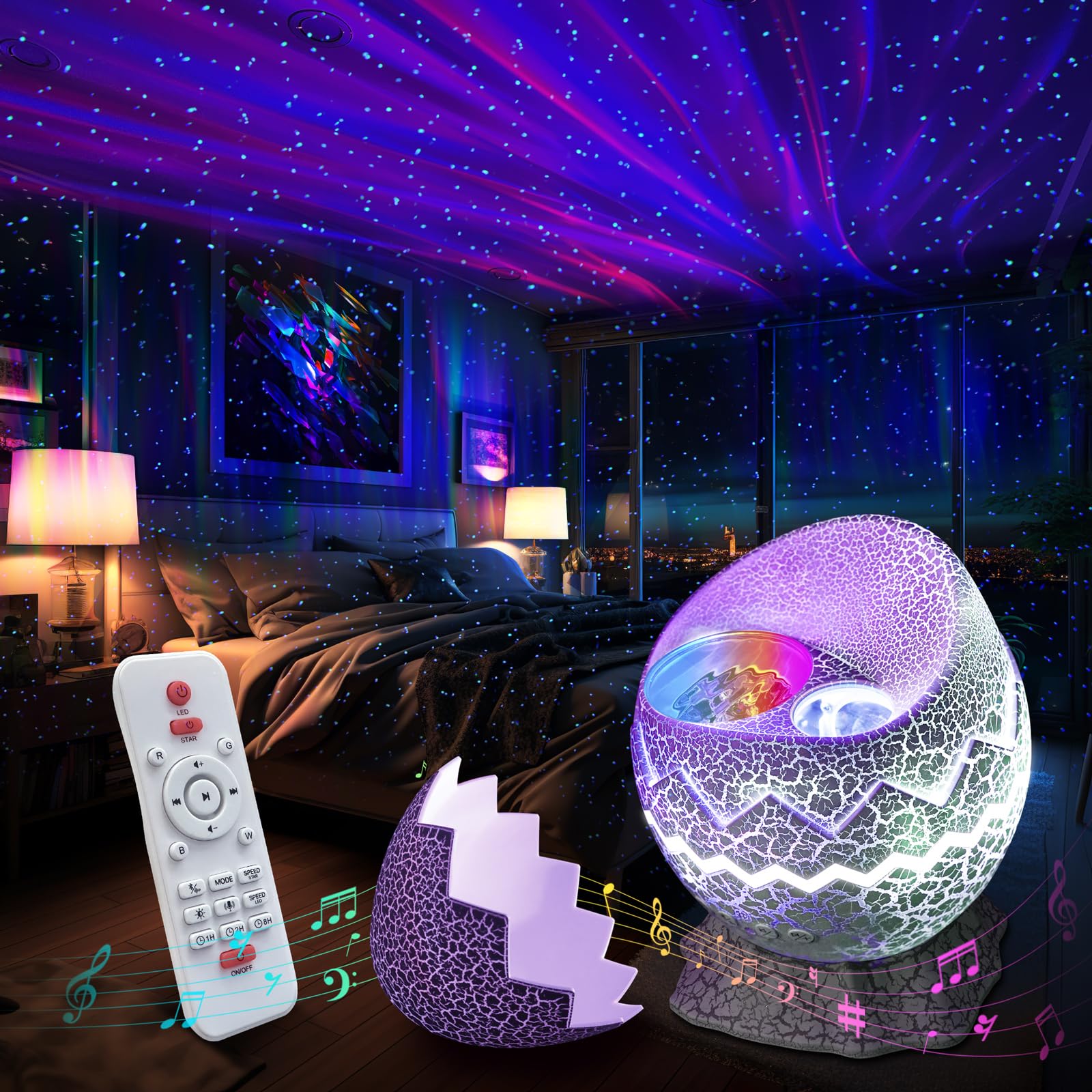 Rossetta Galaxy Projector - Starry Night Light Projector with Bluetooth Speaker & White Noise for Bedroom, Kids Room, Outdoor - Perfect for Relaxation, Meditation, Sleep Aid & Home Decor (Christmas/Birthday Gift for Kids & Adults)