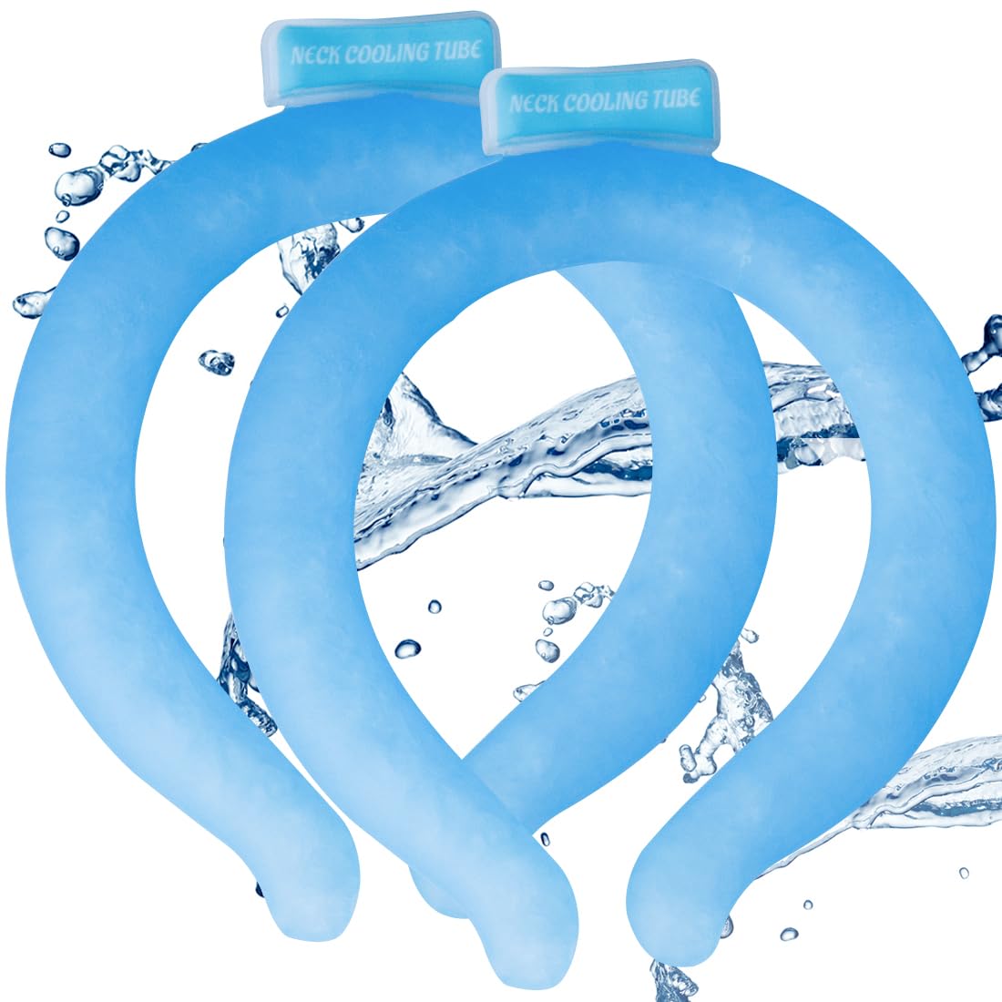 Reusable Neck Cooling Tube - Wearable Ice Cooling Neck Wrap for Outdoor Sports & Hot Weather - Blue Cooling Neck Ring (2 Pack, 6x6 in) - Perfect for Hiking, Running, and Summer Activities
