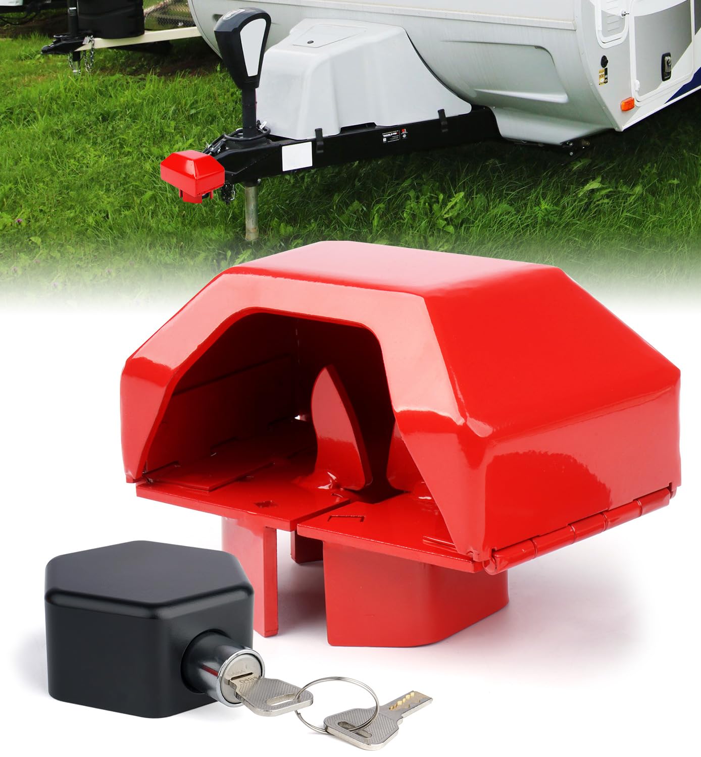 Heavy Duty Trailer Lock for 2 5/16 Inch Coupler - Anti-Rust & Secure Tongue Lock for RV, Boat & Utility Trailers - Perfect for Outdoor Storage & Travel Security
