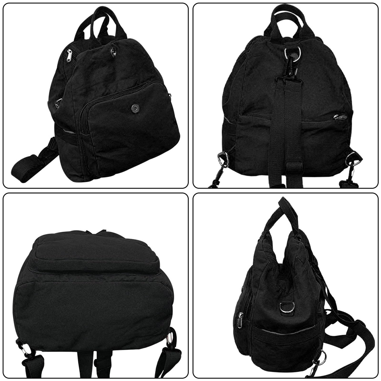 Stylish Canvas Backpack for Women & Men - Lightweight Small Daypack with Purse Compartment - Perfect for Work, School & Travel (Black) | Durable Casual Backpack for Daily Use, Commuting & Outdoor Activities