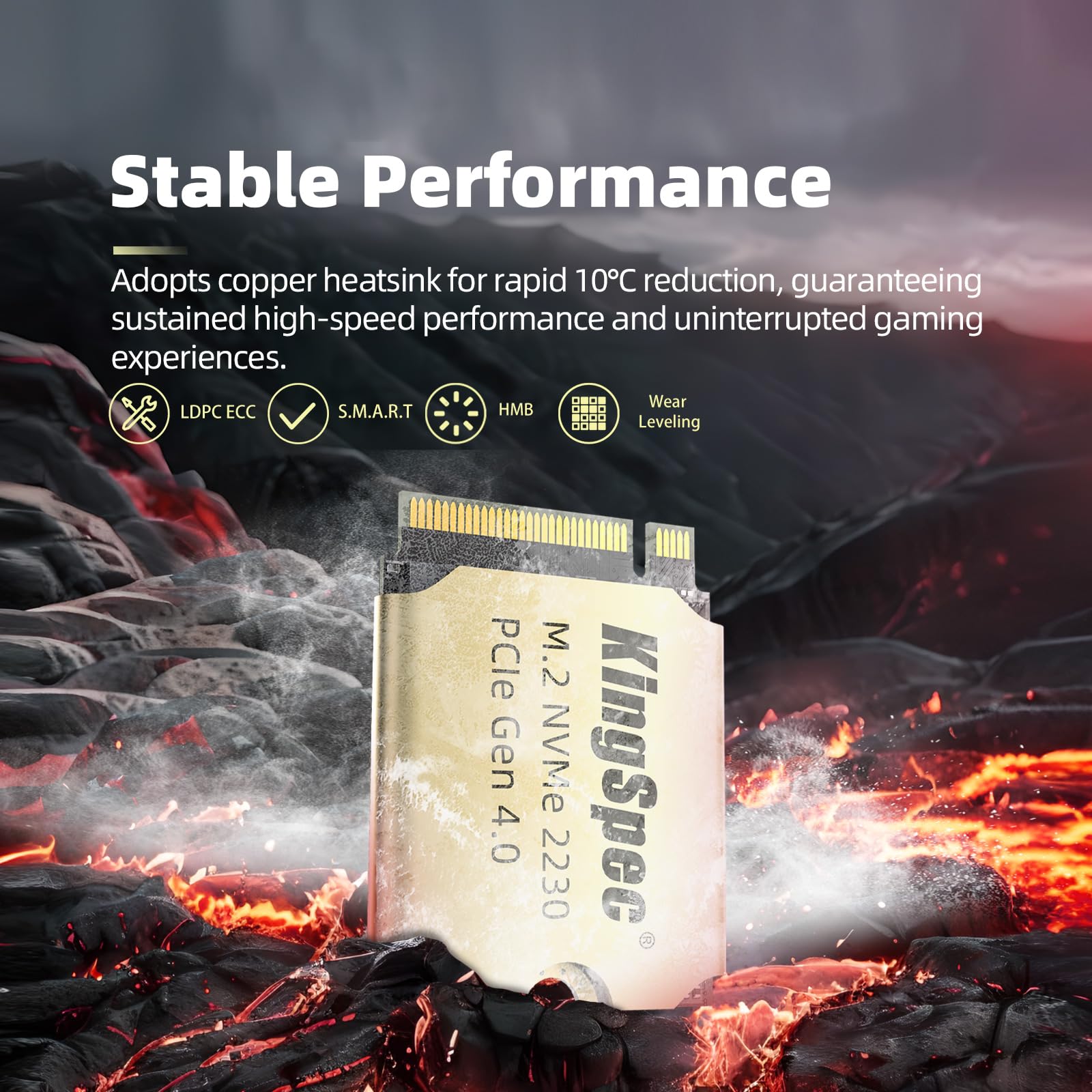 KingSpec 1TB M.2 2230 PCIe Gen4 NVMe SSD with Heatsink - Up to 5000MB/s High-Speed Internal Solid State Drive - Compatible with Steam Deck, ASUS ROG Ally, Surface Pro & Laptops - Perfect for Gaming, Video Editing & Fast Boot Times