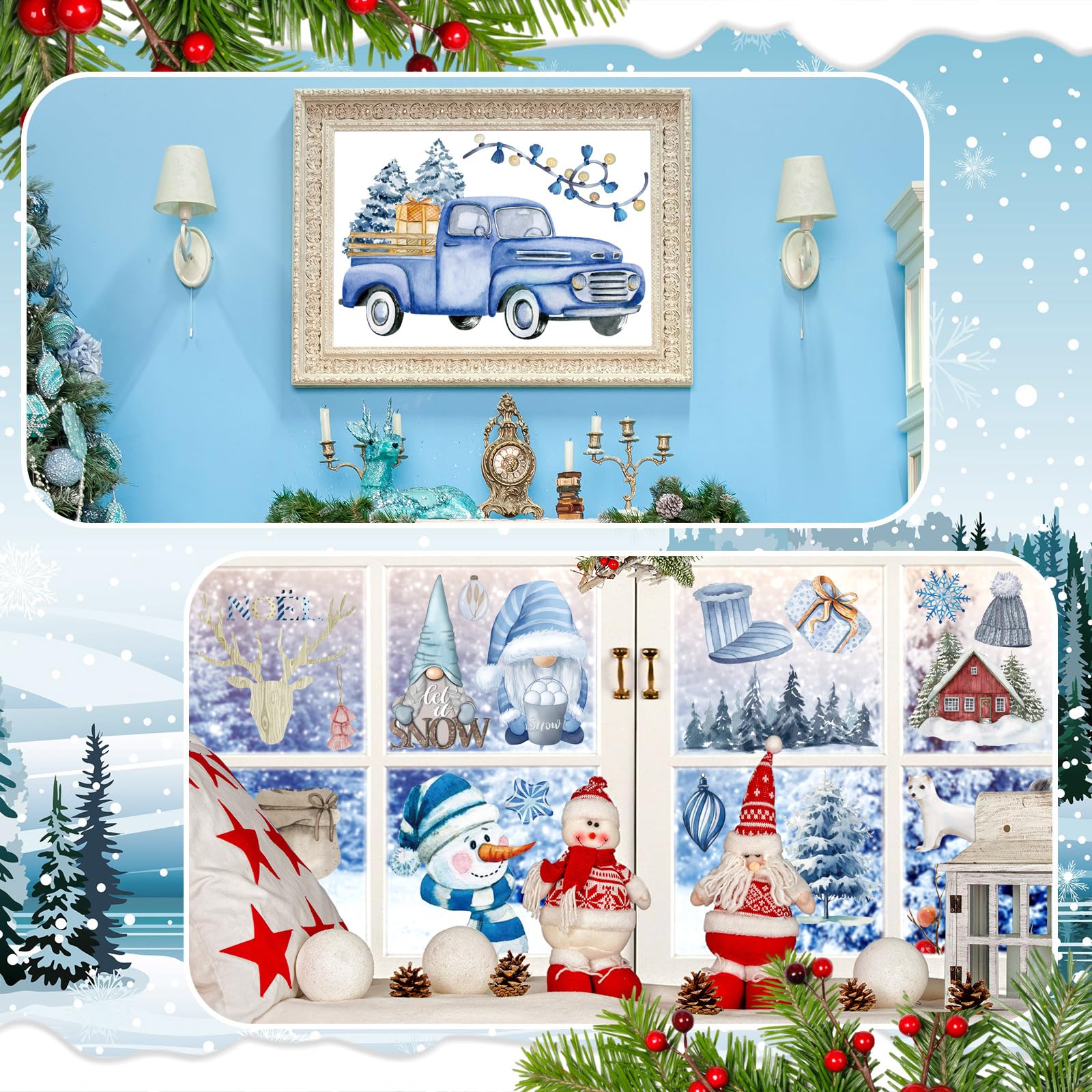 SATINIOR 16 Sheets Winter Snowflake Stickers - DIY Scrapbook Decals for Wood Furniture, Fabric, Journals, Envelopes & Crafts (5.9x5.9 Inch) - Perfect for Holiday Decorations, Gift Wrapping & Memory Books