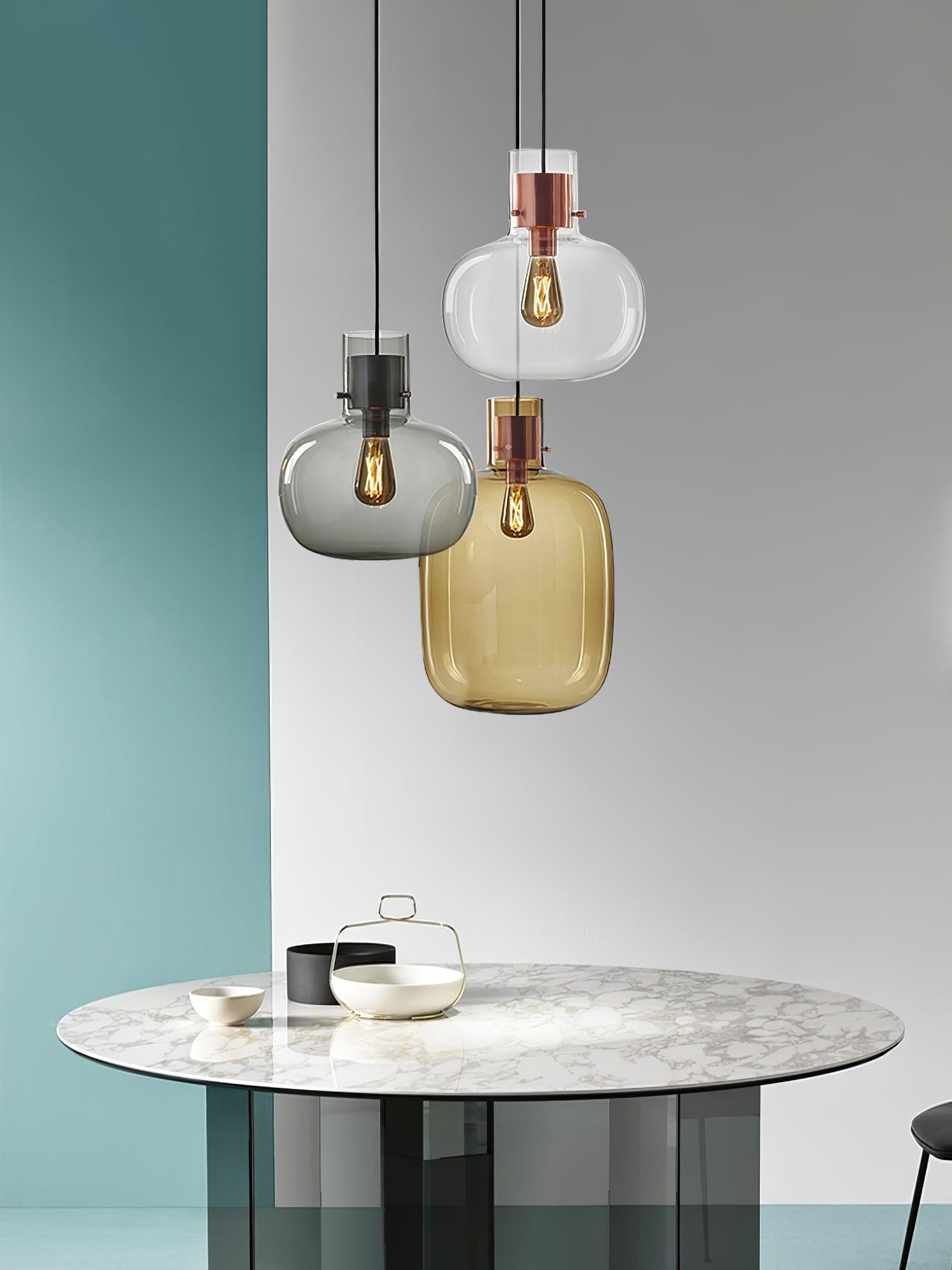 Cambre Glass Pendant Light - Modern Hanging Ceiling Lamp for Kitchen Island, Dining Room & Living Room Decor - Dimmable LED Lighting Fixture