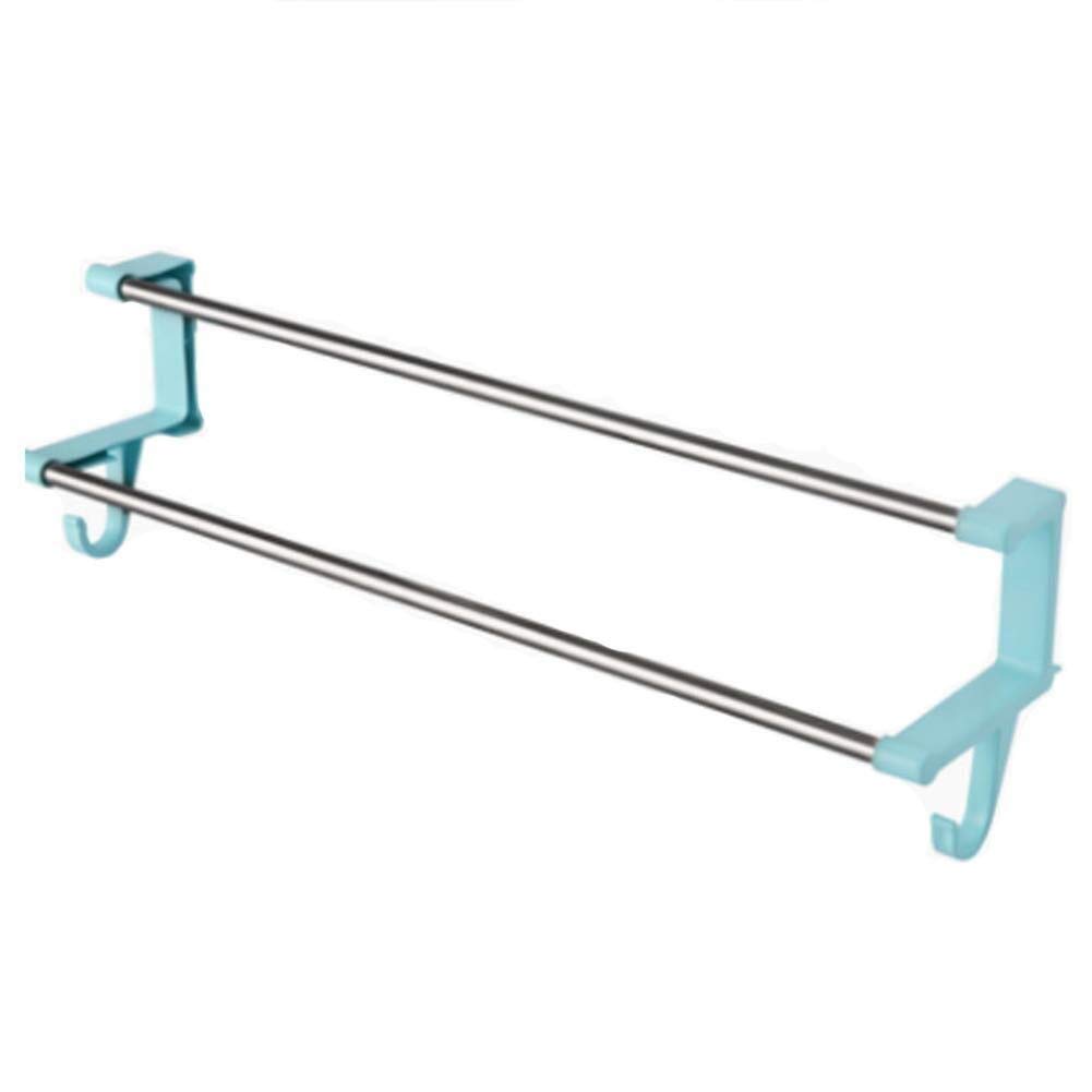 Blue Double Layer Towel Rack - Wall Mount Bathroom & Kitchen Organizer