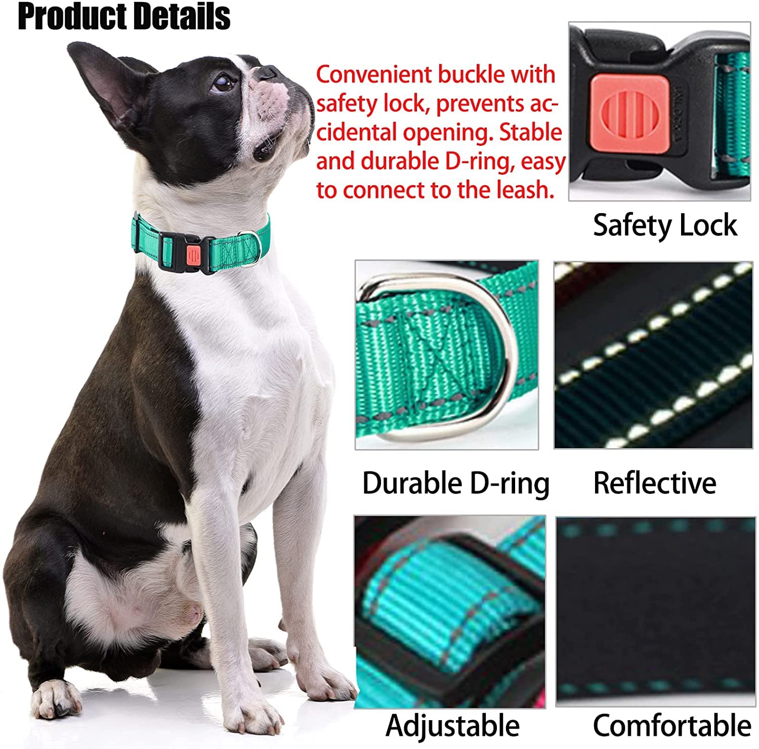 Reflective Adjustable Dog Collar - Ultra Soft Breathable Neoprene Pet Collar with Quick Release Buckle for Small Medium Large Dogs - Perfect for Night Walks & Outdoor Adventures