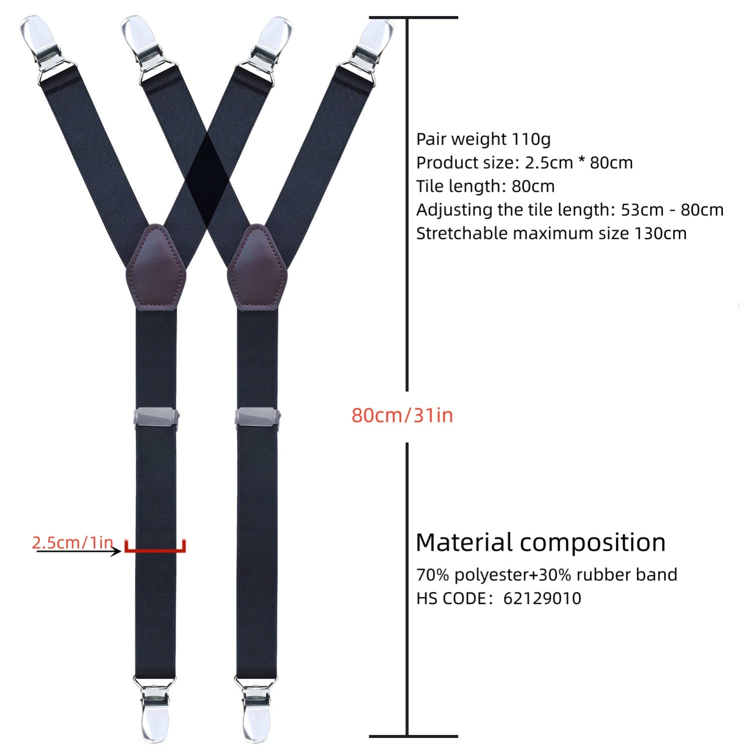 Men's Adjustable Elastic Y-Style Garter Straps - Non-Slip Socks Clamps for Formal Wear