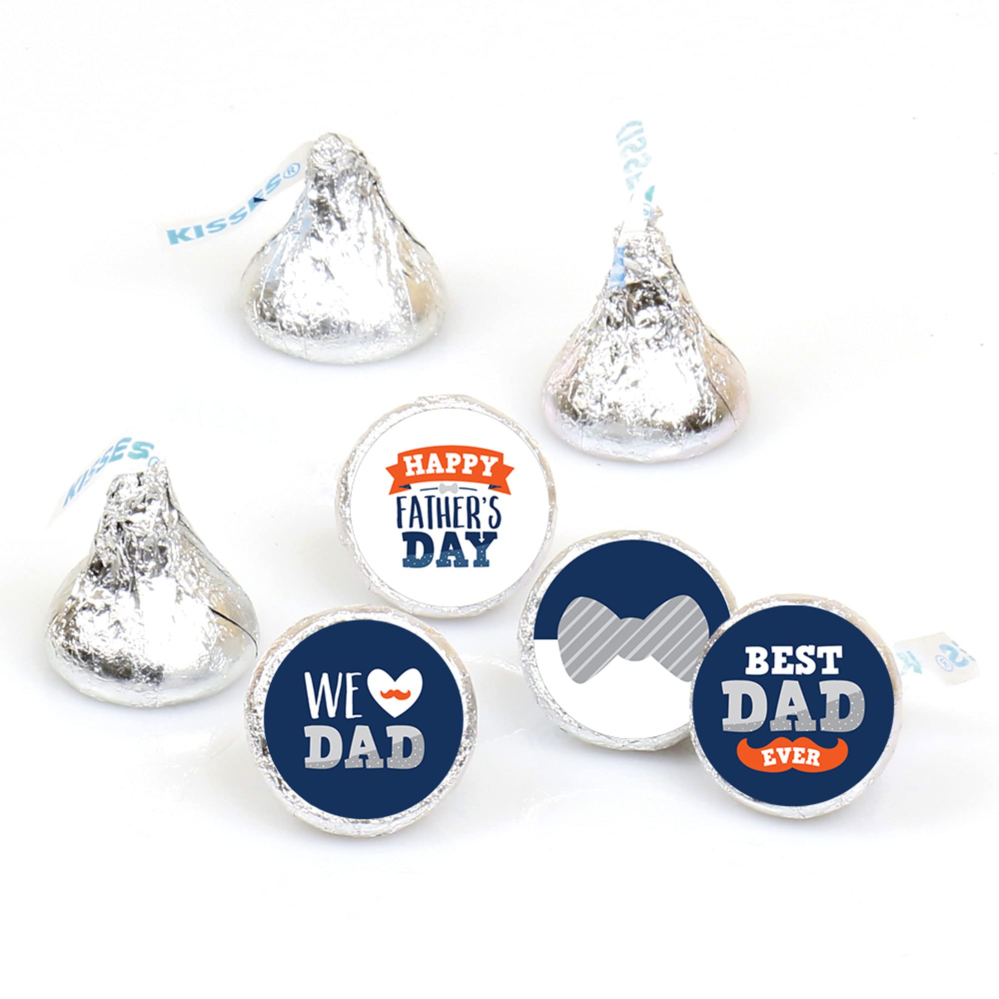 Happy Father's Day Candy Stickers - 108 Round Chocolate Labels for Dad Party Favors | Perfect for Candy Wrappers, Gift Tags & DIY Father's Day Decorations