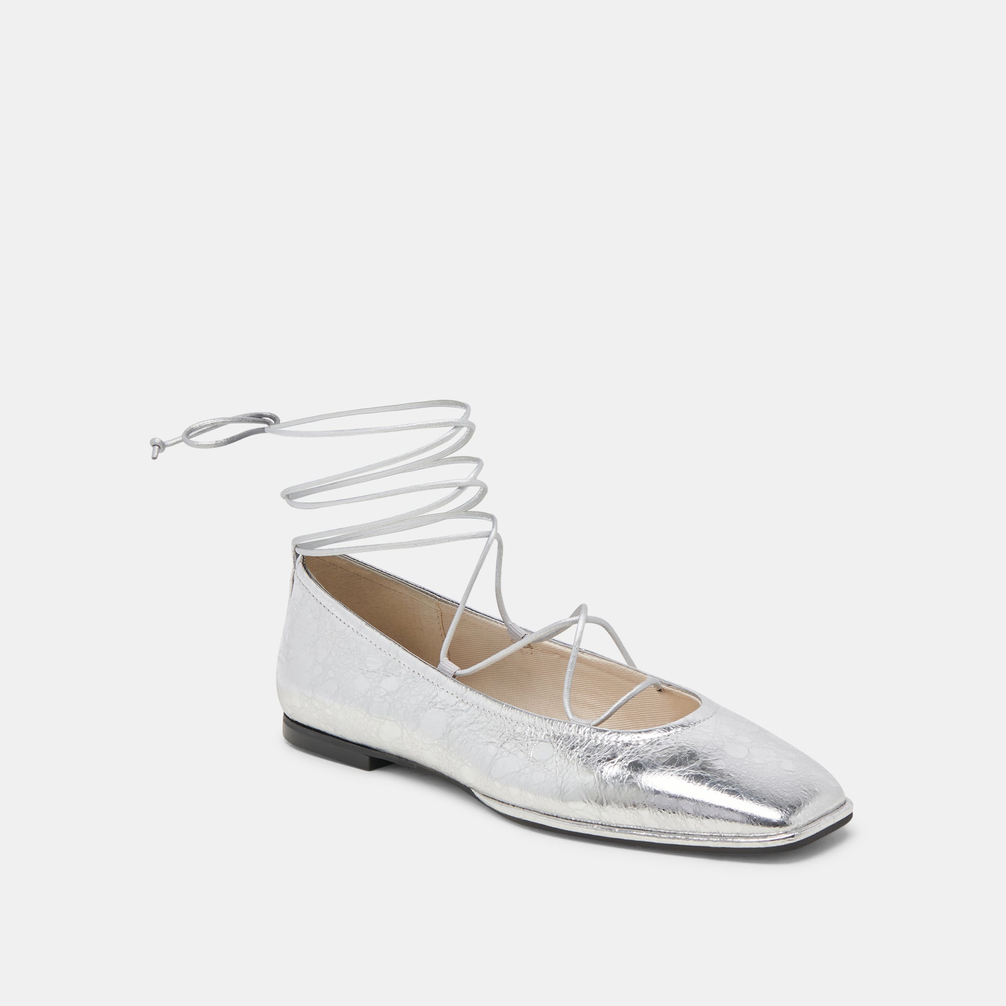 RYDER Women's Ballet Flats - Silver Distressed Leather Slip-On Shoes for Comfort & Style | Perfect for Work, Casual Wear & Travel