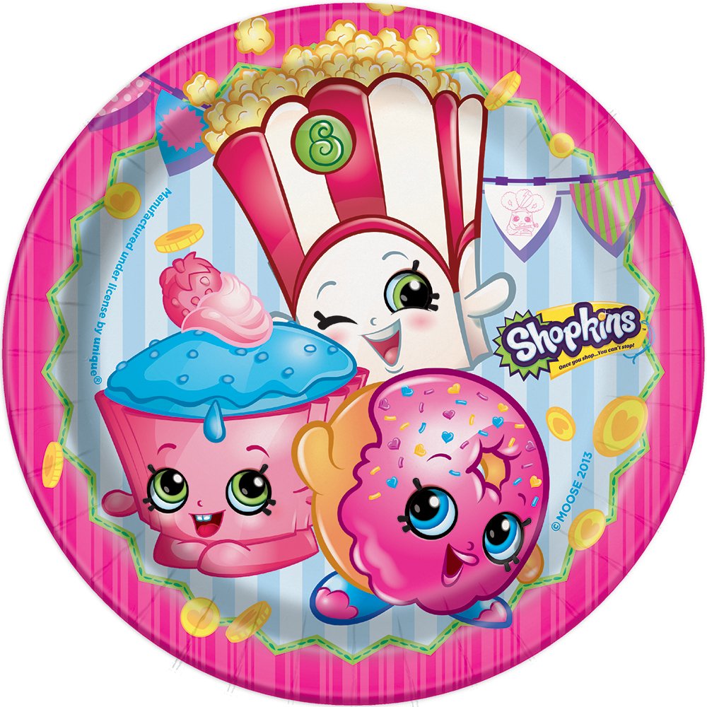 Shopkins Dessert Plates Set of 8 - Fun Kids Party Dishes for Birthday Celebrations & Themed Events