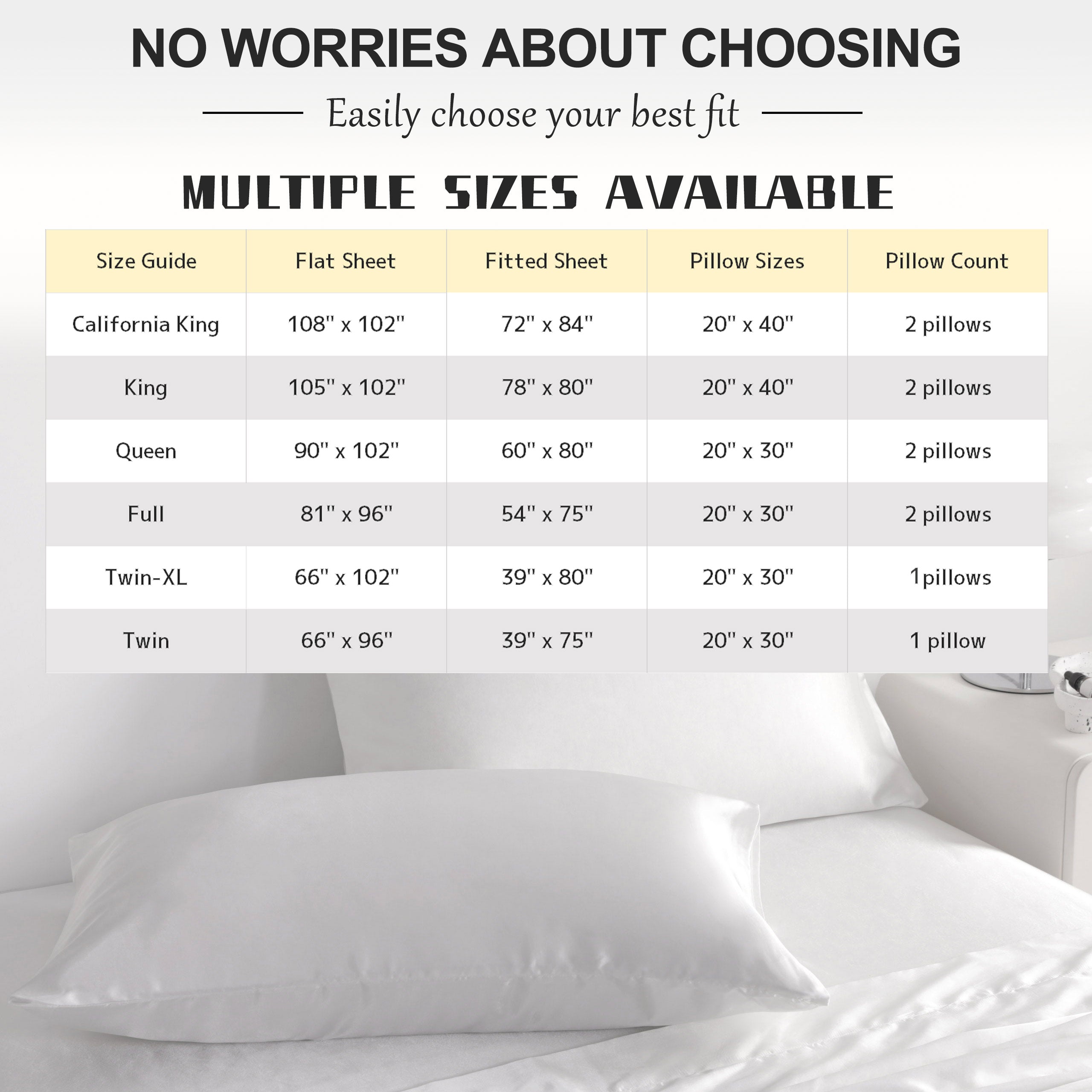 3/4 Pieces Silky Satin Twin Cooling Soft Bed Sheet Set - Breathable & Hypoallergenic - Perfect for Hot Sleepers & All Seasons - NTBAY®️