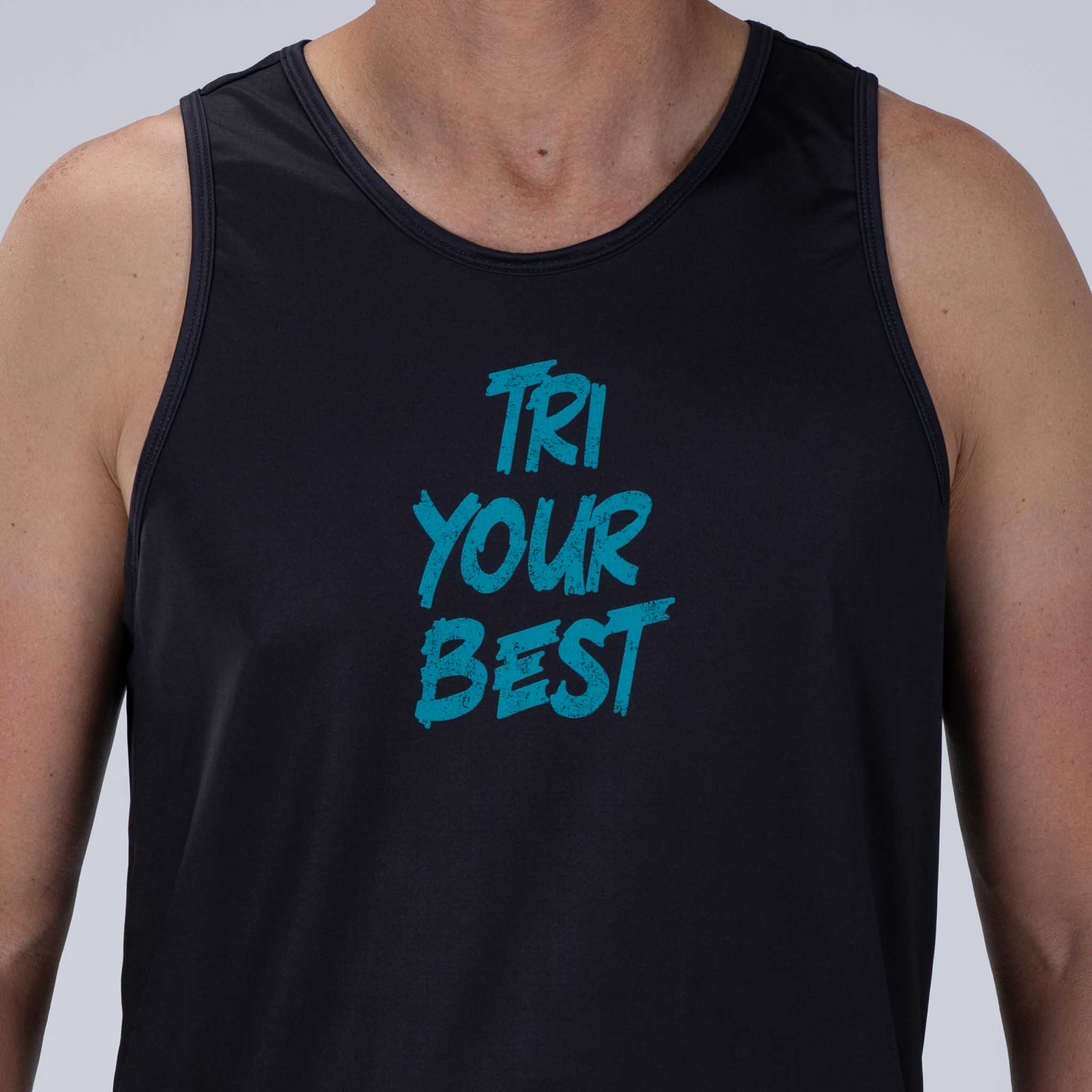 Men's Limited Edition Running Singlet - Tri Your Best - Lightweight Performance Top for Triathlon & Training