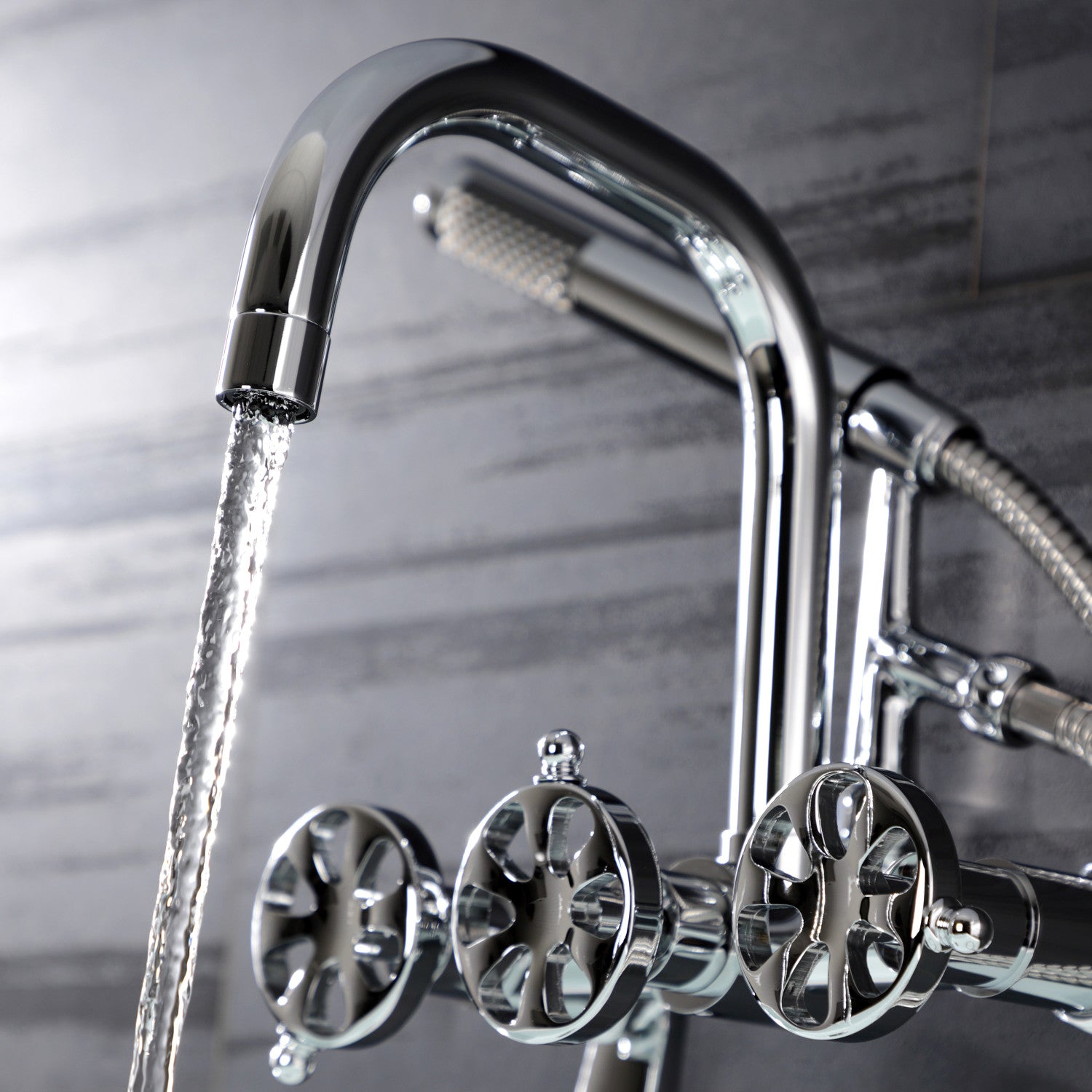 Belknap AE8451RX 3-Handle 2-Hole Wall Mount Clawfoot Bathtub Faucet with Hand Shower, Polished Chrome - Perfect for Vintage Bathroom Renovations & Spa-Like Showers
