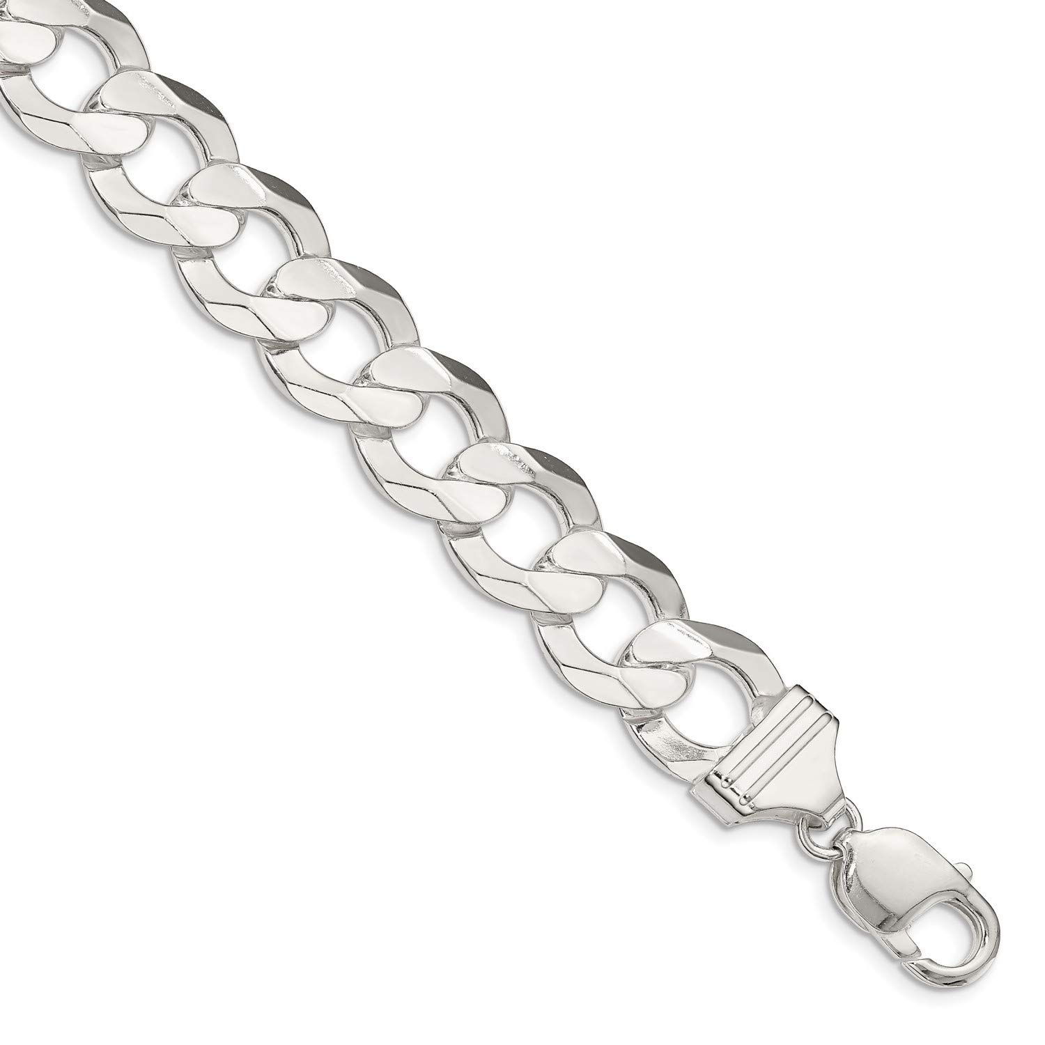 925 Sterling Silver Concave Beveled Curb Chain Necklace, Bracelet or Anklet - Elegant Layered Jewelry for Women, Gift for Her | Perfect for Everyday Wear, Date Night & Special Occasions