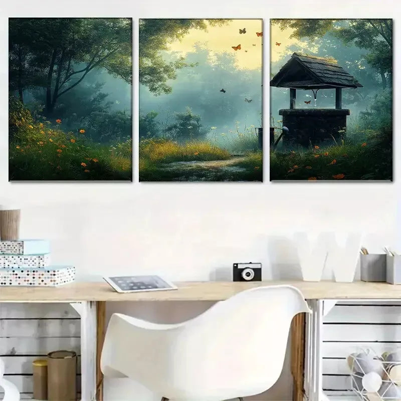 Fantasy Forest Secret Art Set - 3Pcs Framed Canvas Prints 50x70cm | High Quality Australian Made Wall Art | Ready to Hang | Perfect for Living Room, Bedroom & Office Decor