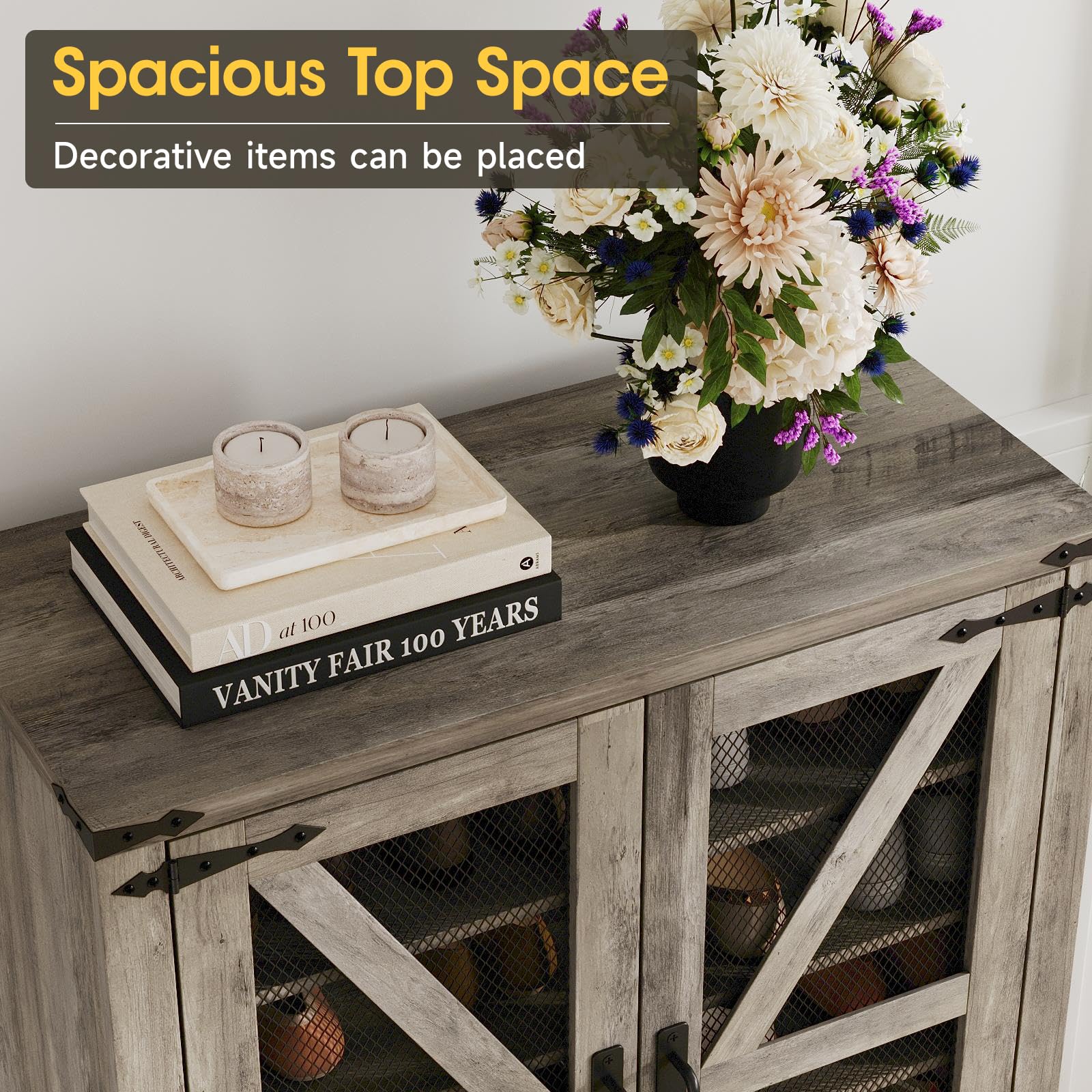 Maupvit 6-Tier Farmhouse Shoe Cabinet with Doors - Adjustable Shelves & Sturdy Metal Legs, Rustic Entryway Hallway Storage Organizer for Shoes, Boots & Accessories | Perfect for Living Room, Closet & Mudroom Organization