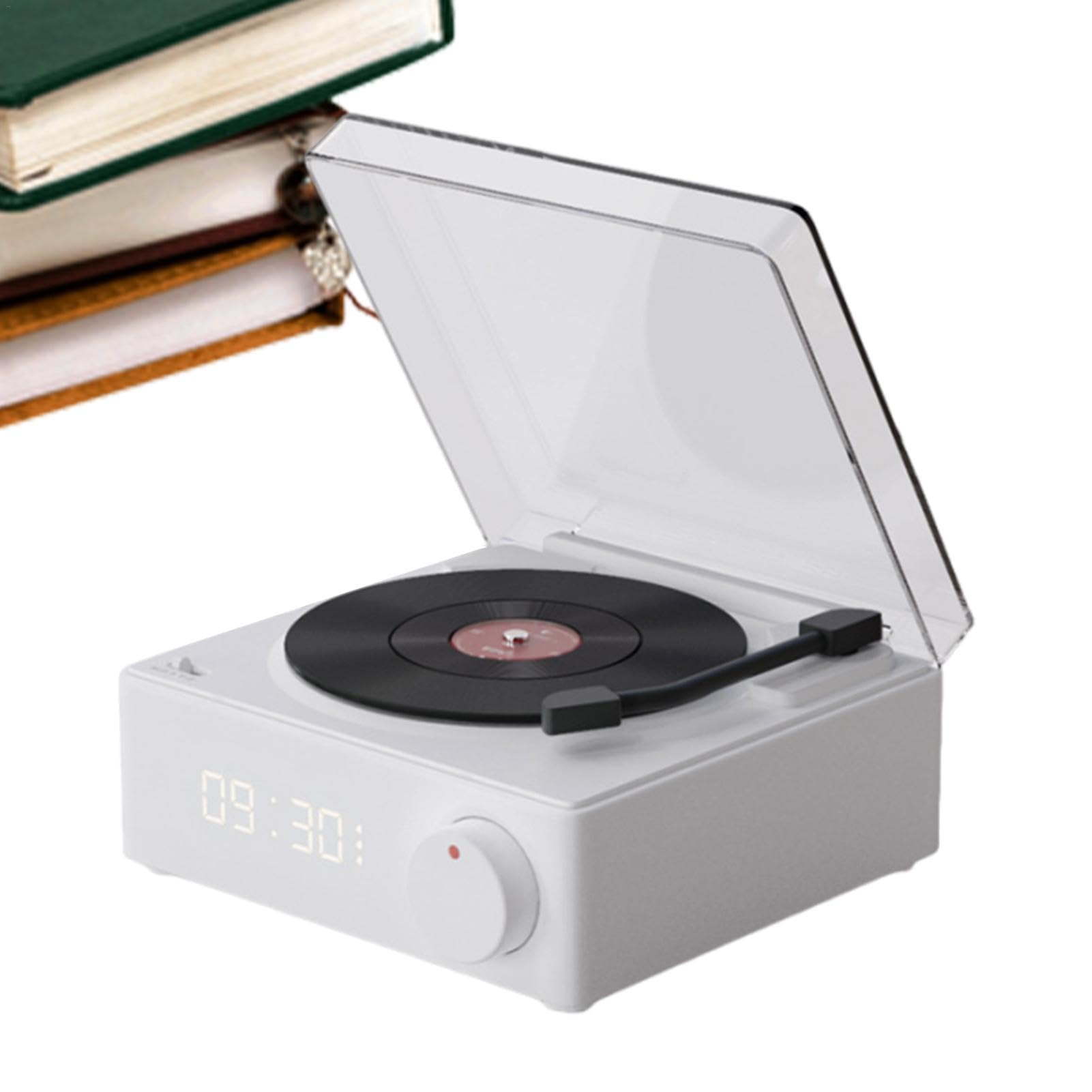 Ahuuen Wireless Record Player Speaker with Alarm Clock | Portable Turntable Smart Speakers for Travel, Yard, Outdoor Activities, Home & Office Use
