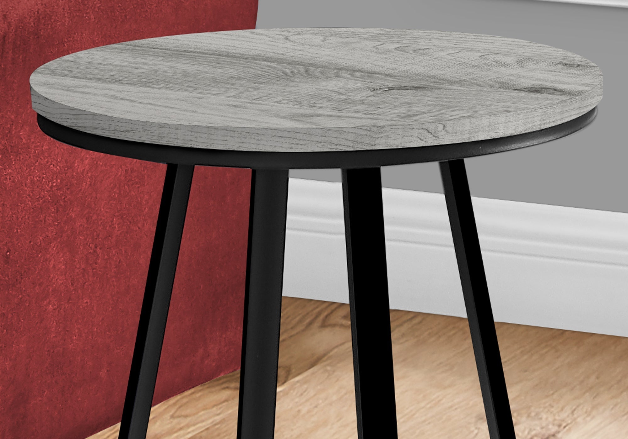 Modern Accent Table 22 Inch Height in Grey with Black Metal Frame - Perfect for Living Room, Bedroom, or Office Decor