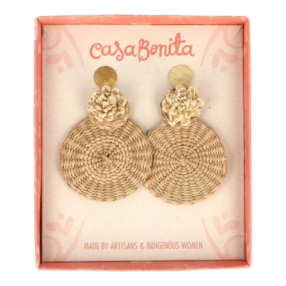 Handwoven Gold Plated Iraca Palm Flower Earrings - Boho Chic Jewelry for Women - Perfect for Festivals, Beach Vacations & Summer Outfits
