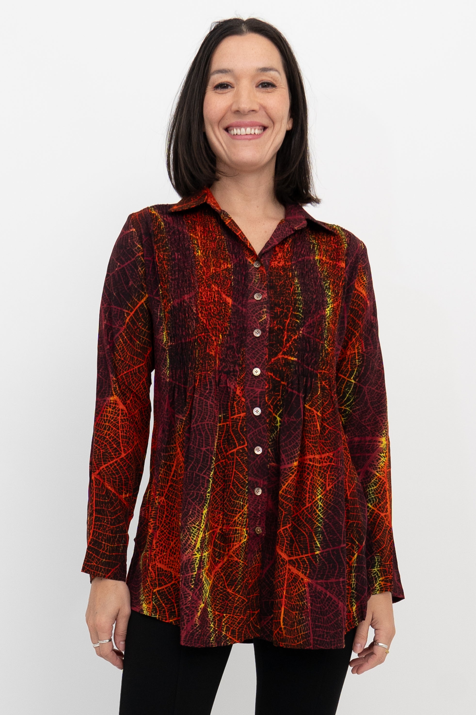 Cindy Long Sleeve Blouse with Multi Mesh Design - Stylish Women's Top for Casual Wear, Office & Evening Outfits