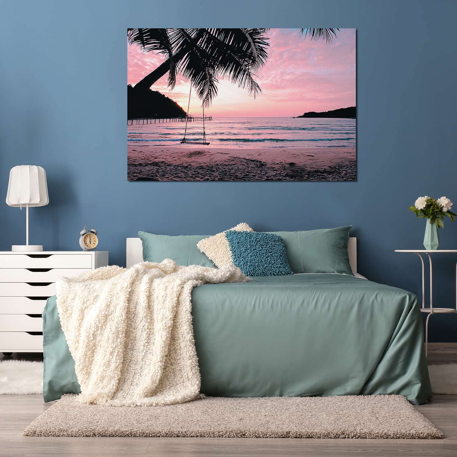 Startonight Purple Beach Landscape Canvas Wall Art - 32