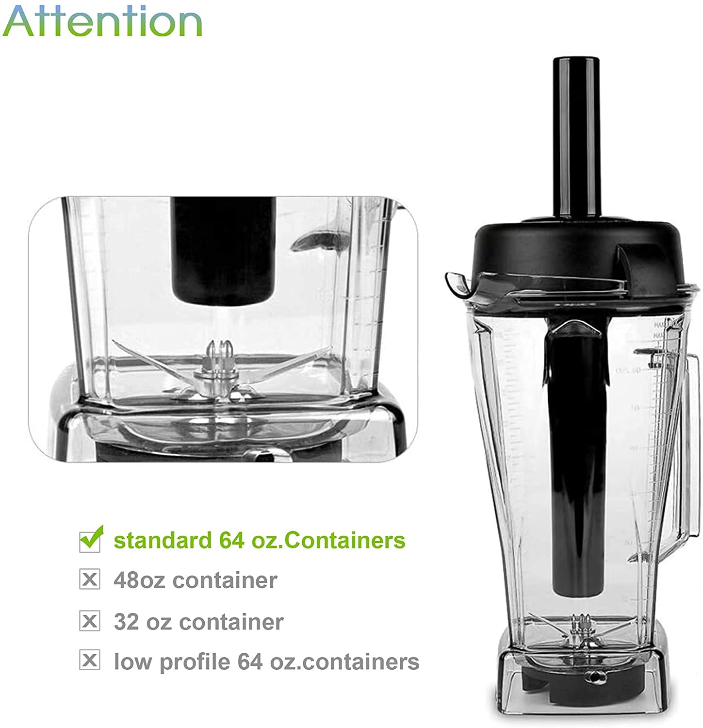 Vitamix Blender Replacement Tamper Tool - Compatible with Classic & Standard 64oz Containers - Perfect for Smoothies, Soups & Food Prep