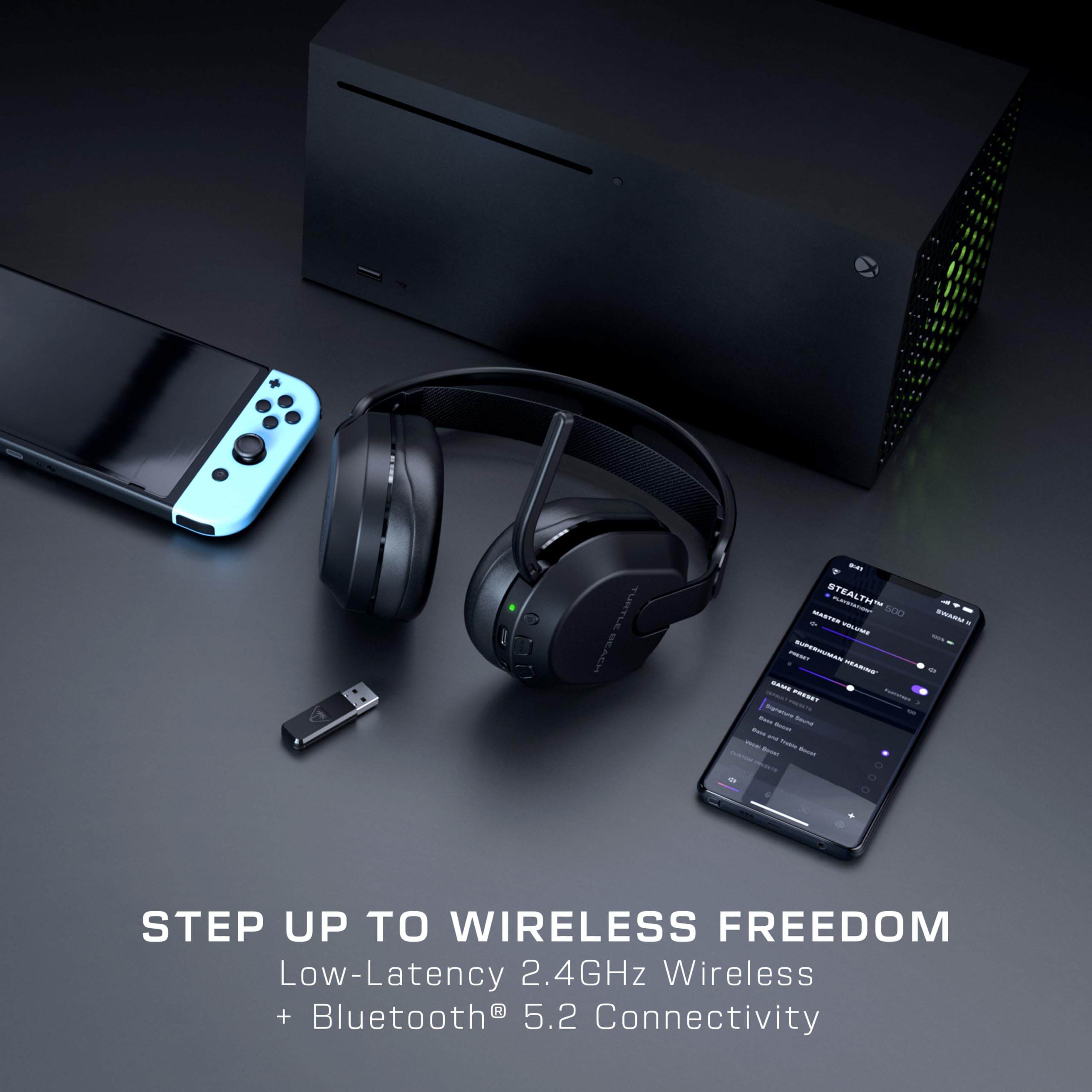 Turtle Beach Stealth 500 Wireless Gaming Headset for Xbox Series X|S & Xbox One - Bluetooth Compatible with PC & Mobile - 40 Hour Battery Life - Memory Foam Ear Cushions - Flip-to-Mute Mic - Black - Perfect for Competitive Gaming & Late Night Sessions