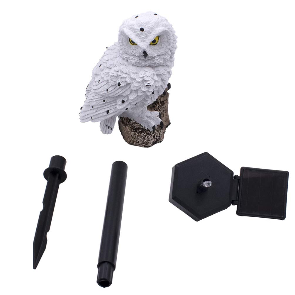 Solar Owl LED Garden Lights - Waterproof Outdoor Landscape Lighting with Auto On/Off, White Bird Decor for Yard, Pathway, Patio, and Garden Decorations