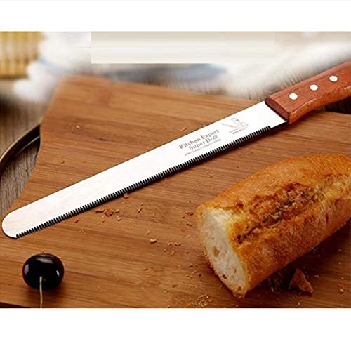 Grizzly® 12 Inch Stainless Steel Bread Knife - Professional Serrated Blade for Slicing Bread, Toast, Cake & Pastry - Ergonomic Wooden Handle - Perfect for Home Baking, Restaurants & Commercial Kitchens