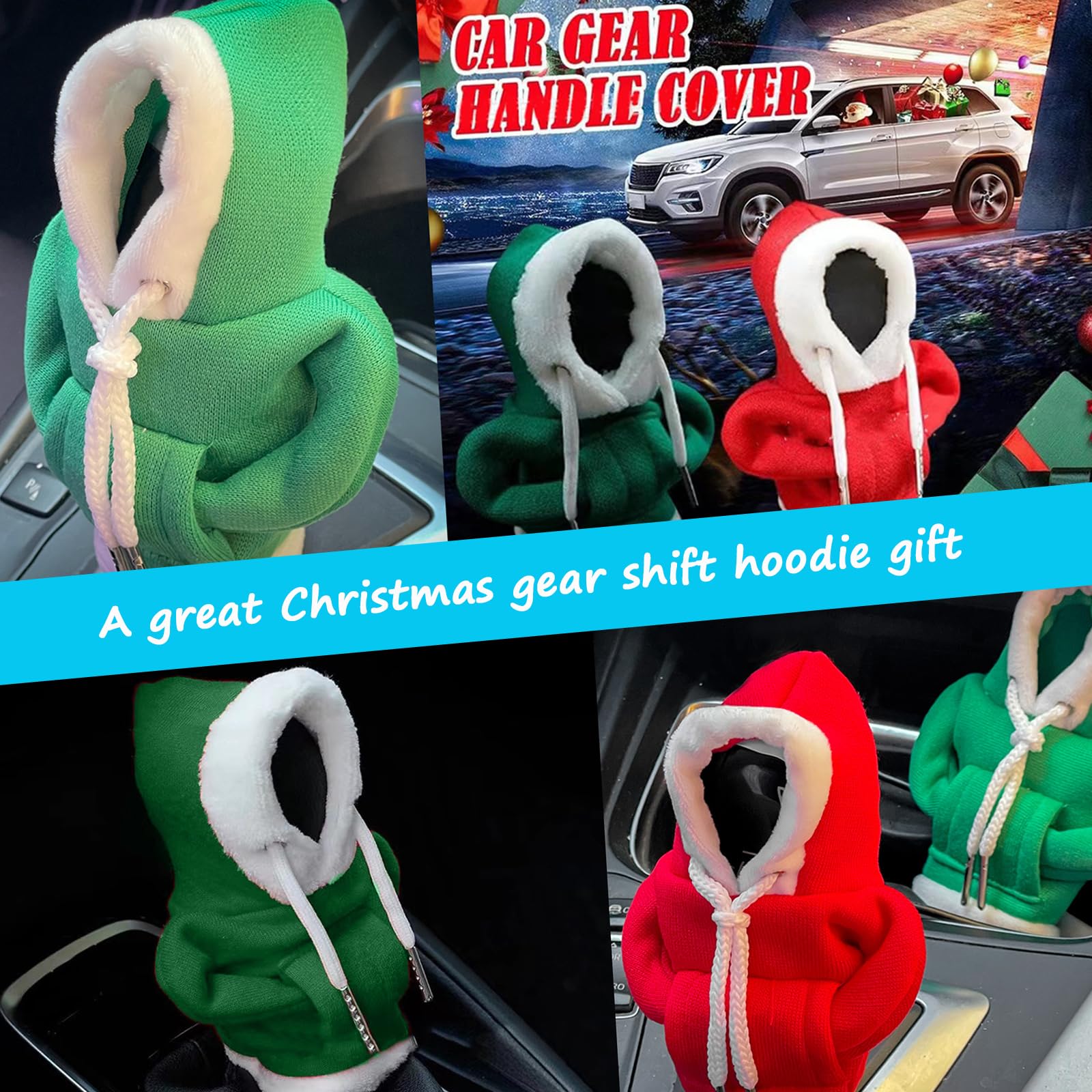 Universal Car Gear Shift Hoodie Cover - Soft & Durable Gear Shifter Protector for Cars, Trucks & SUVs | Perfect Automotive Interior Accessory & Gift for Christmas (Green) | Ideal for Road Trips, Daily Commutes & Car Enthusiasts