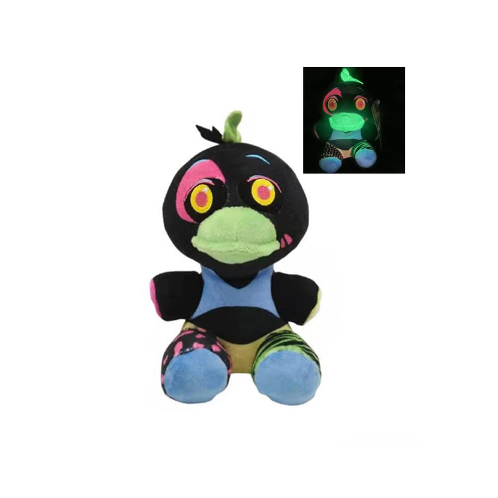 Glow in The Dark Plush Toy - Blacklight Glamrock Chica Stuffed Animal, Soft & Cute Glowing Plushie for Five Nights at Freddy's Fans | Perfect Gift for Kids, Collectors & Gamers | Bedroom Decor, Party Favors, Cosplay Props