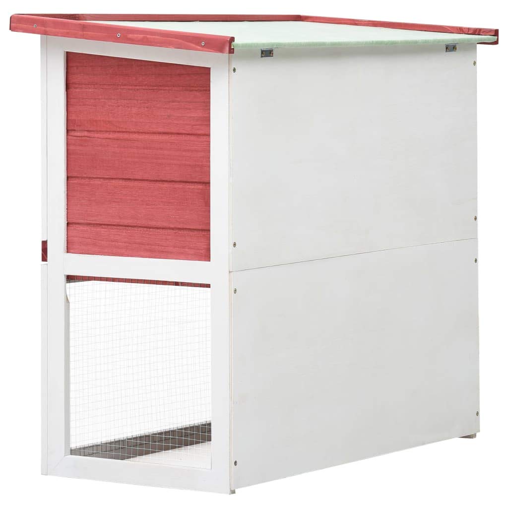 2-Tier Rabbit Hutch with Pull-Out Tray & Ramp - Outdoor Wooden Chicken Coop for Bunnies, Hens, Guinea Pigs - Small Animal Cage 35.4