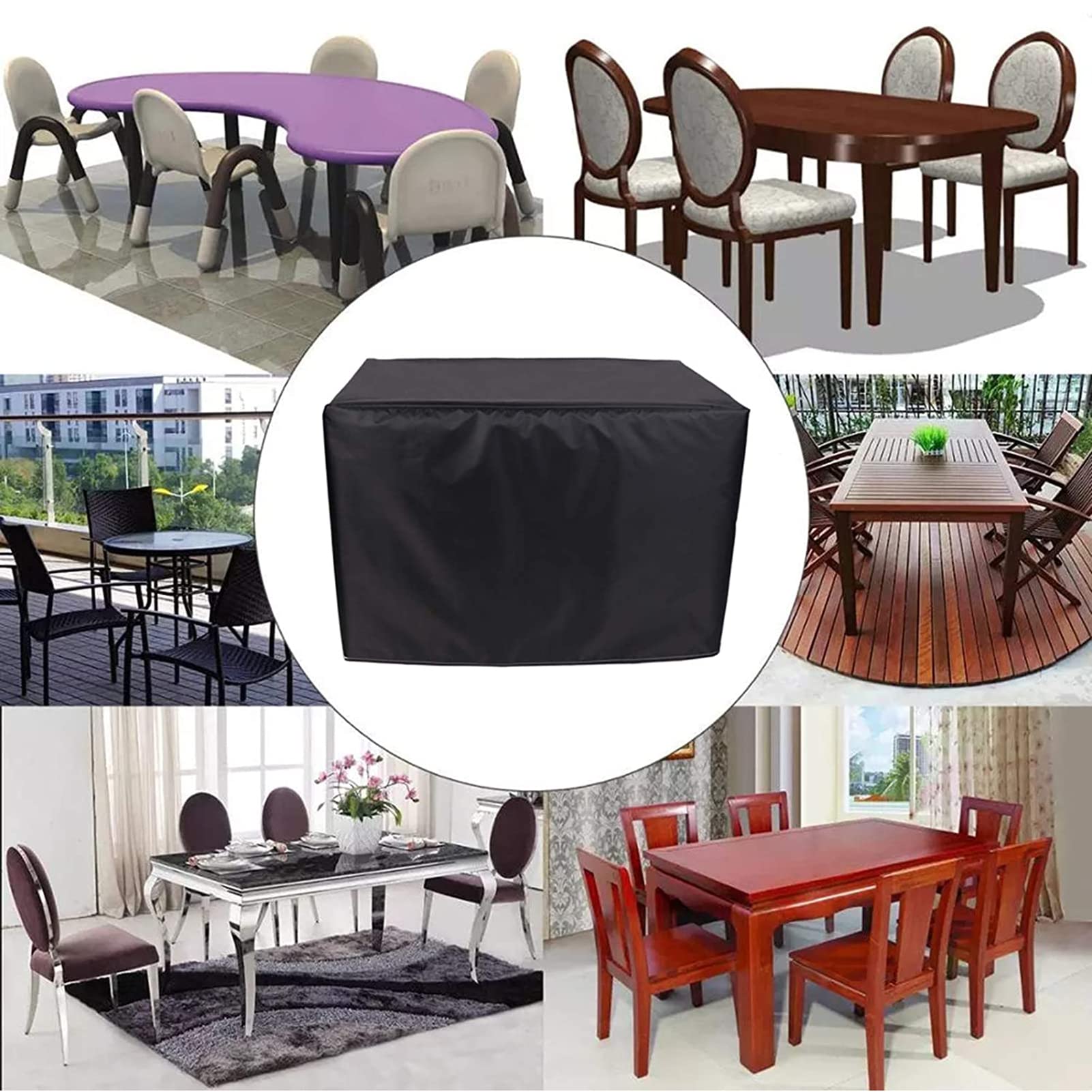 420D Heavy-Duty Waterproof Outdoor Furniture Cover Set - 35x35x35 Inch Rectangular Patio Table and Chair Protector, All-Weather Durable Canvas for Patio, Deck, Garden, Poolside & Backyard Furniture Protection