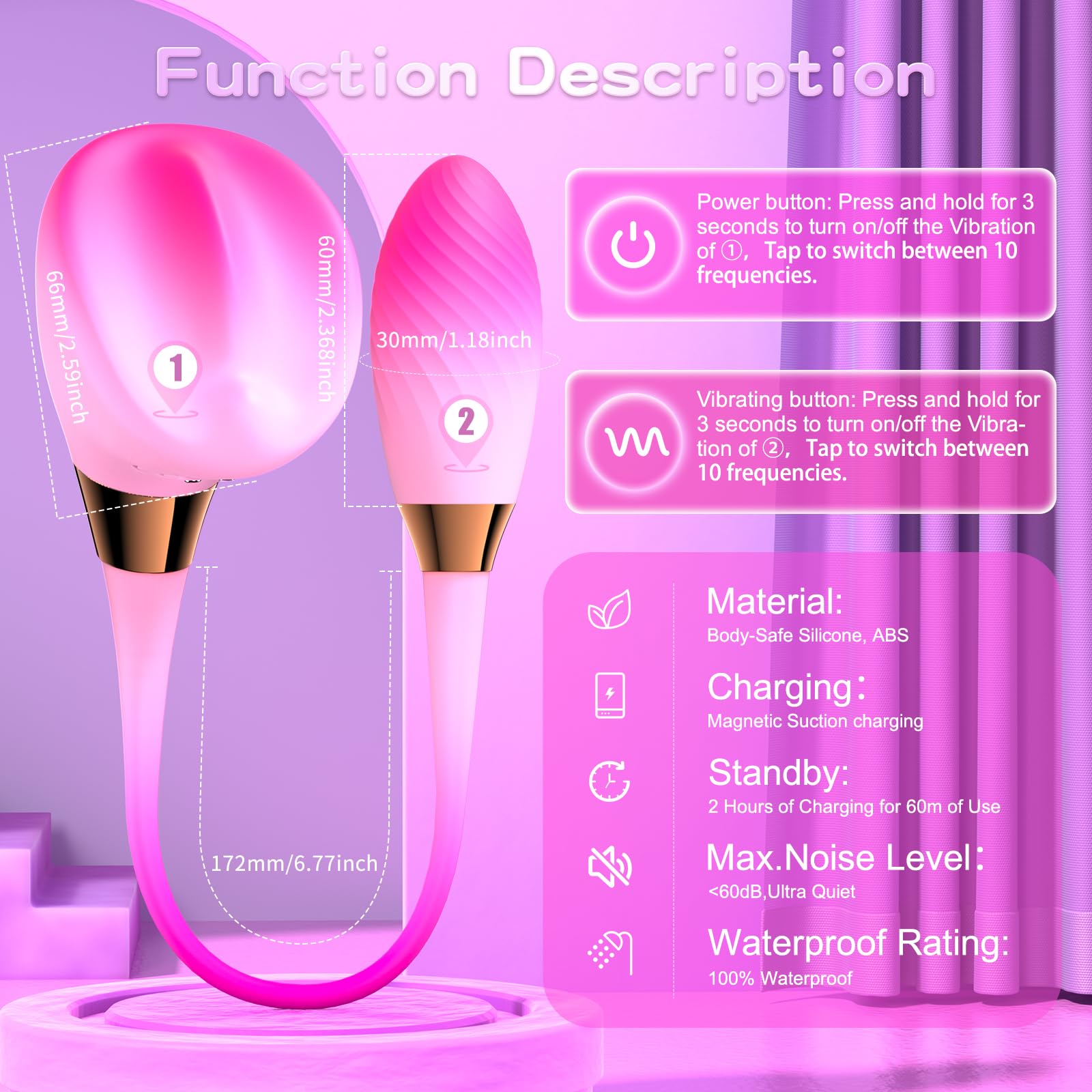 Premium Bullet Vibrator for Women - 10 Powerful Vibration Modes & Dual Motor Clitoral/G-Spot Stimulator - Rechargeable Waterproof Egg Vibrator for Couples Play, Solo Pleasure & Sensual Massage