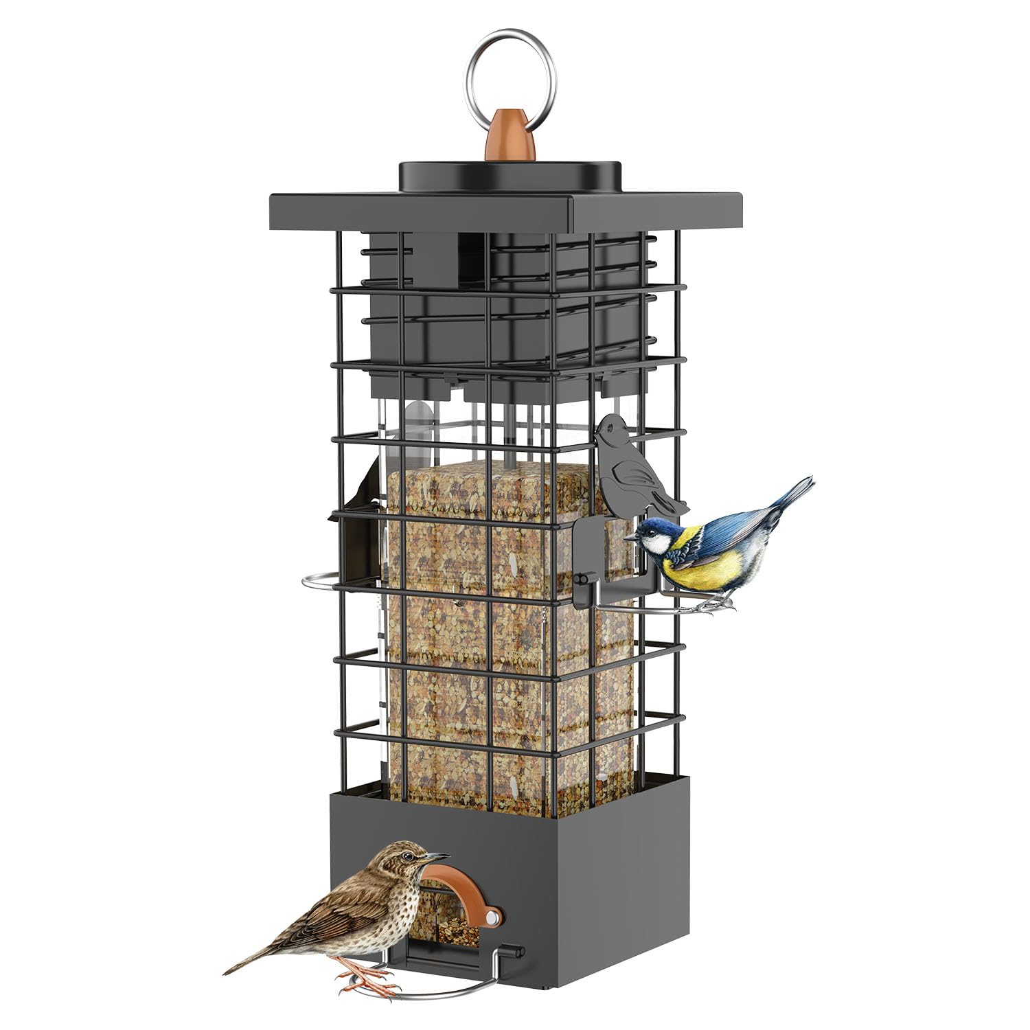 Squirrel Proof Bird Feeder - Durable Metal Outdoor Bird Feeder for Finch, Cardinal, Chickadee & Wild Birds - 2.5LB Capacity - Perfect Birthday Gift for Bird Lovers - Ideal for Backyard, Garden & Nature Watching