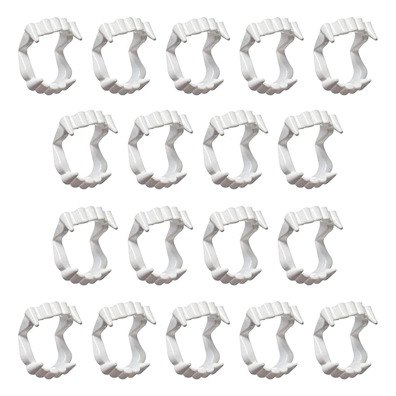 18 Pack White Plastic Vampire Fangs - Halloween Costume Accessories & Party Favors for Cosplay, Scary Movie Nights, and Themed Events